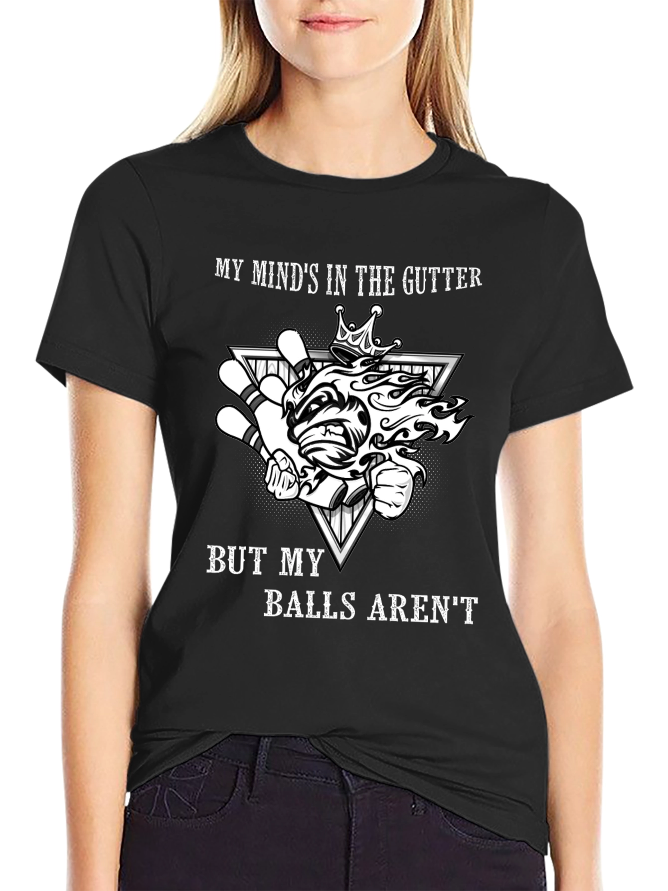 Bowling Humor T-Shirt - My Minds in the Gutter