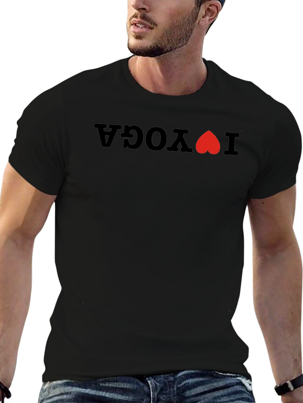 I Heart Yoga Graphic Tee - Black Cotton Shirt