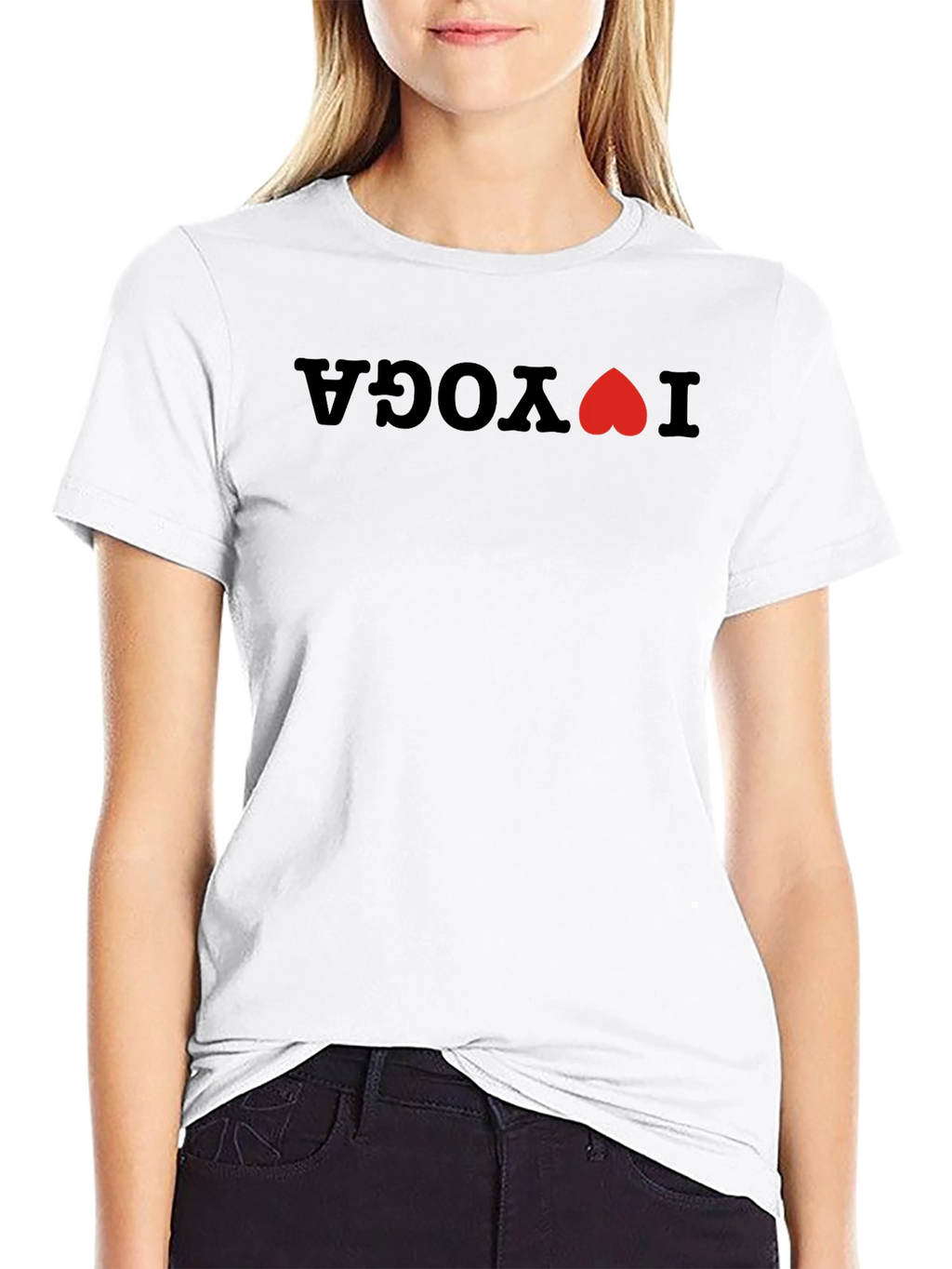 I Heart Yoga Graphic Tee - Black Cotton Shirt