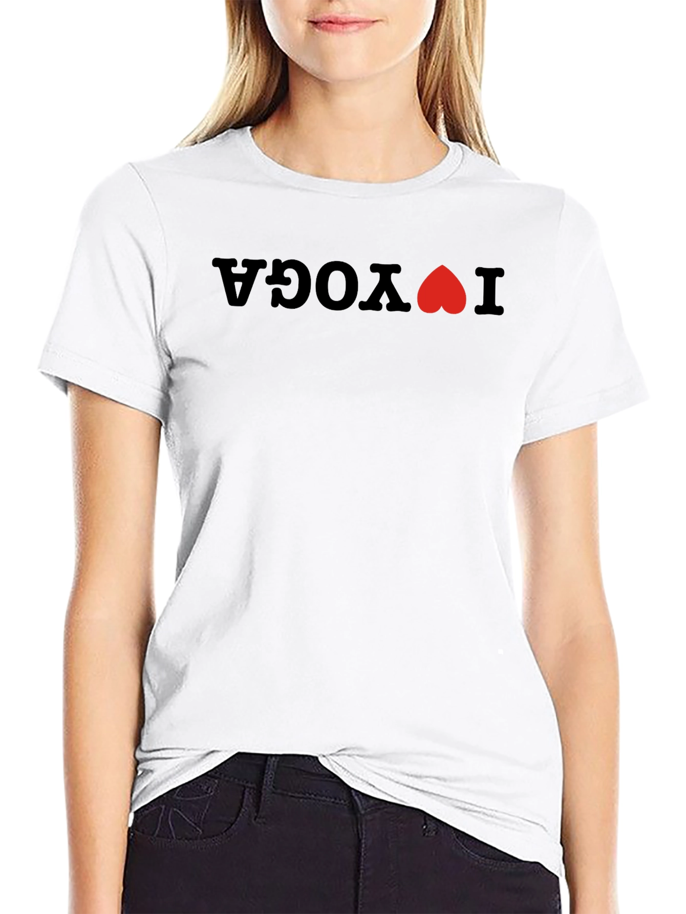 I Heart Yoga Graphic Tee - Black Cotton Shirt