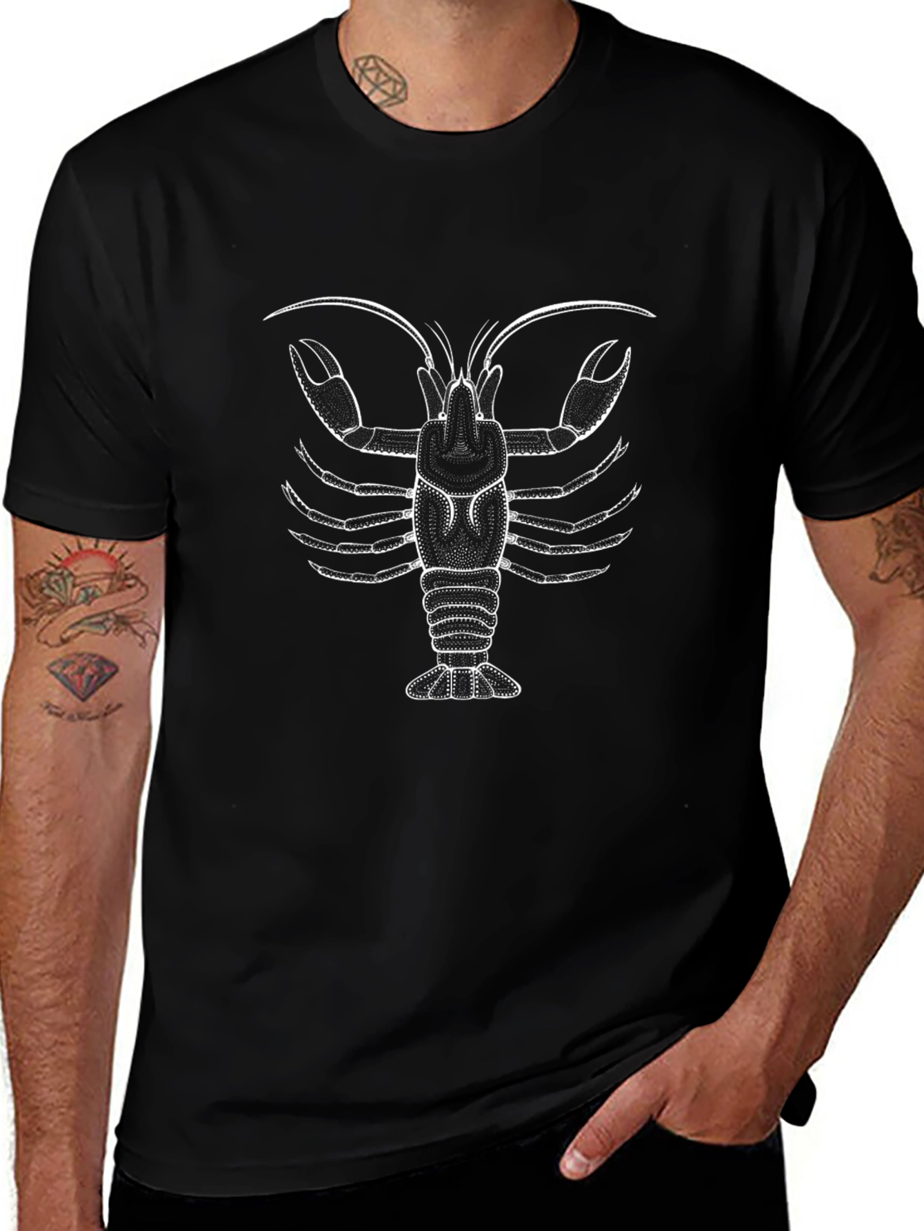 Lobster Graphic Print Crew Neck T-Shirt