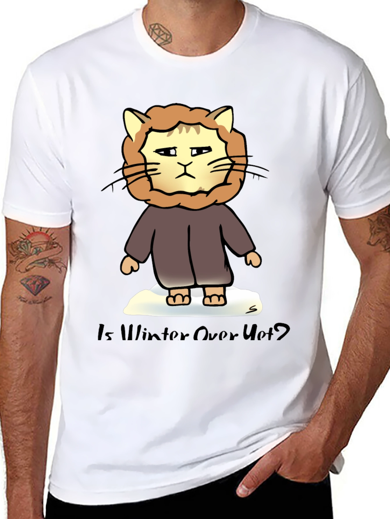 Winter Cat T-Shirt - Is Winter Over Yet? Funny Tee
