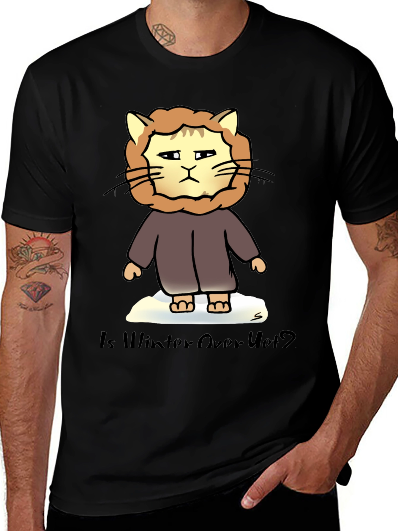 Winter Cat T-Shirt - Is Winter Over Yet? Funny Tee