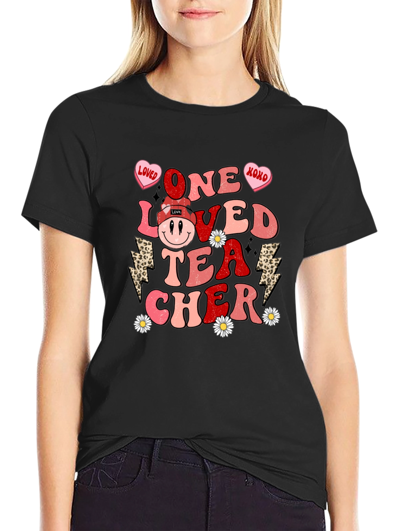 One Loved Teacher Valentines Day Graphic Tee