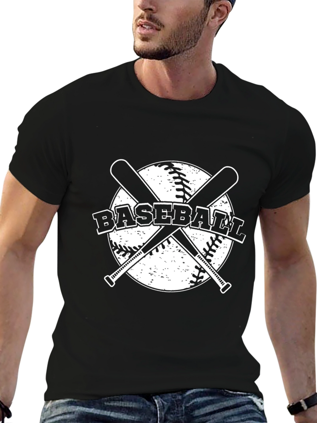 Baseball T-Shirt: Crossed Bats Design