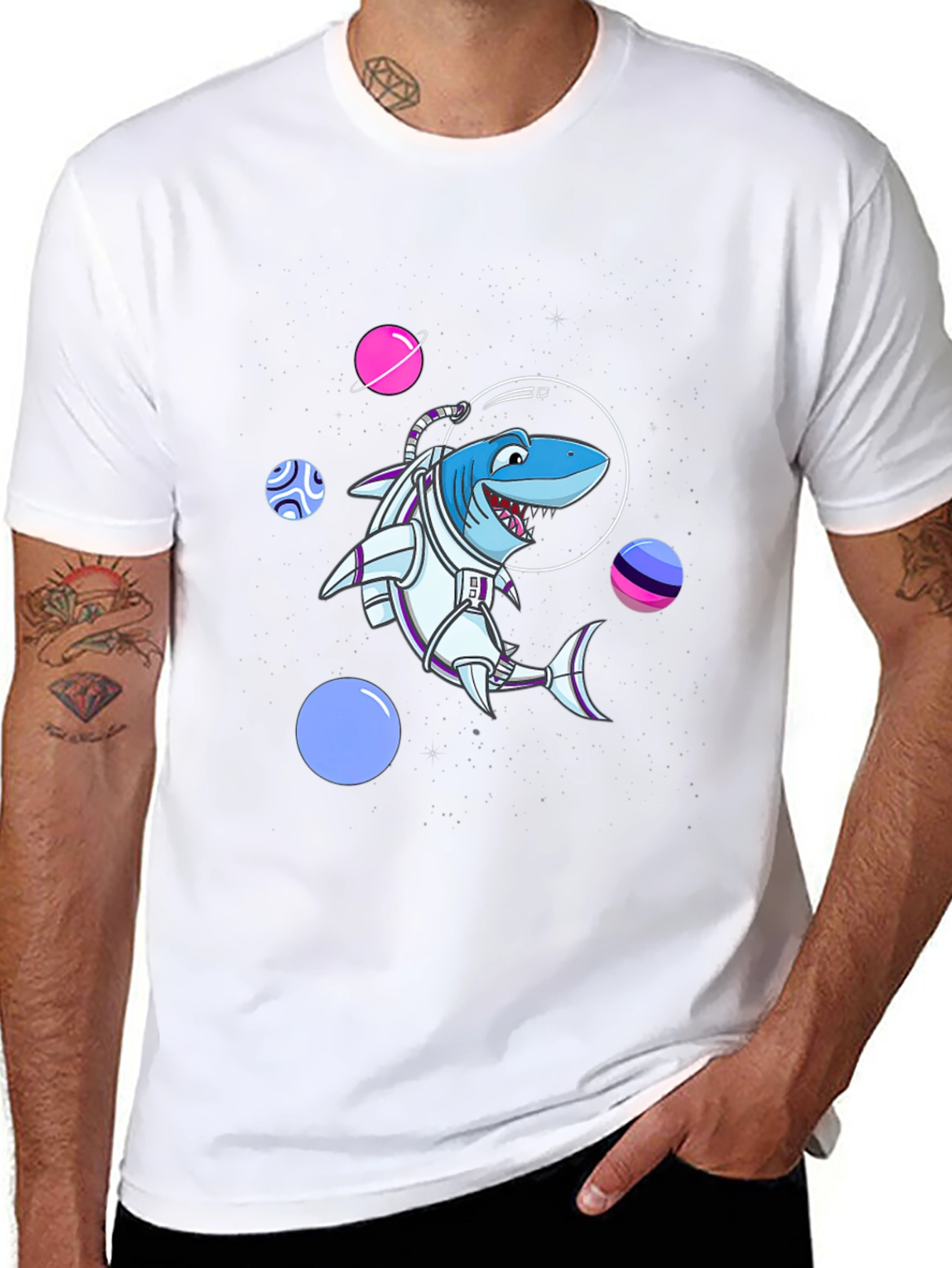 Space Shark T-Shirt - Astronaut Animal Graphic Tee