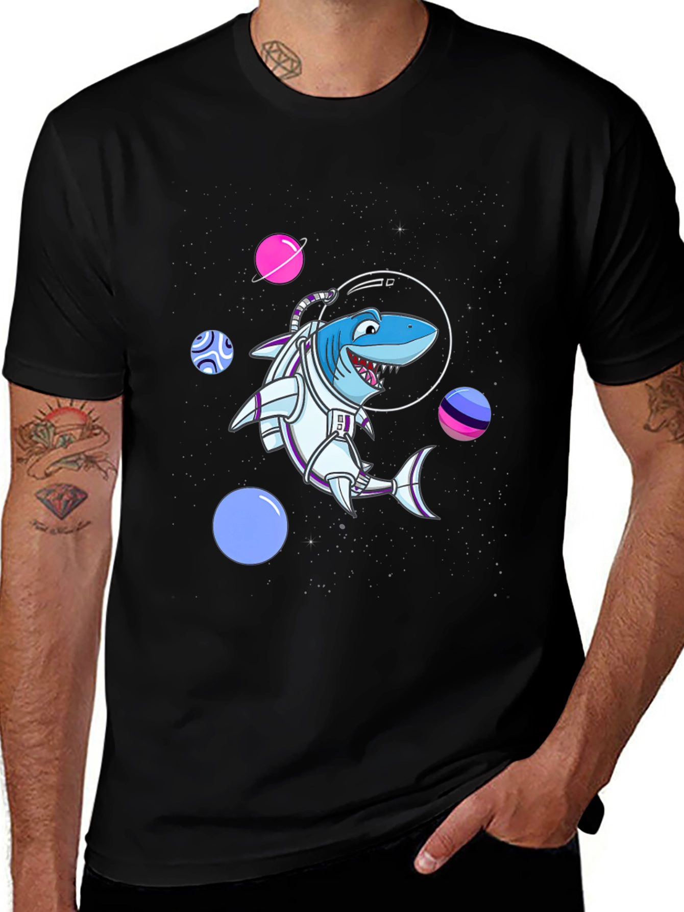 Space Shark T-Shirt - Astronaut Animal Graphic Tee