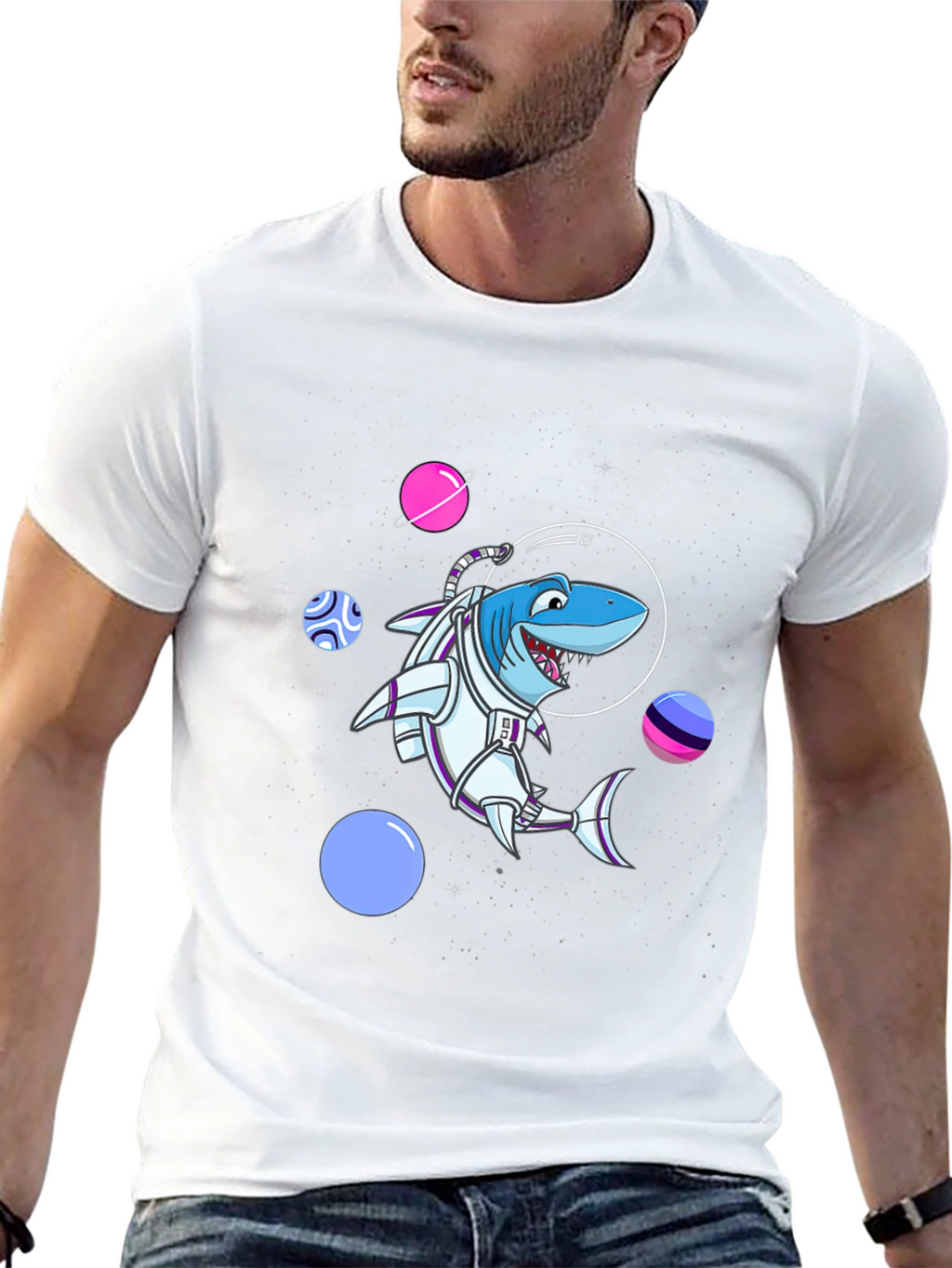 Space Shark T-Shirt - Astronaut Animal Graphic Tee