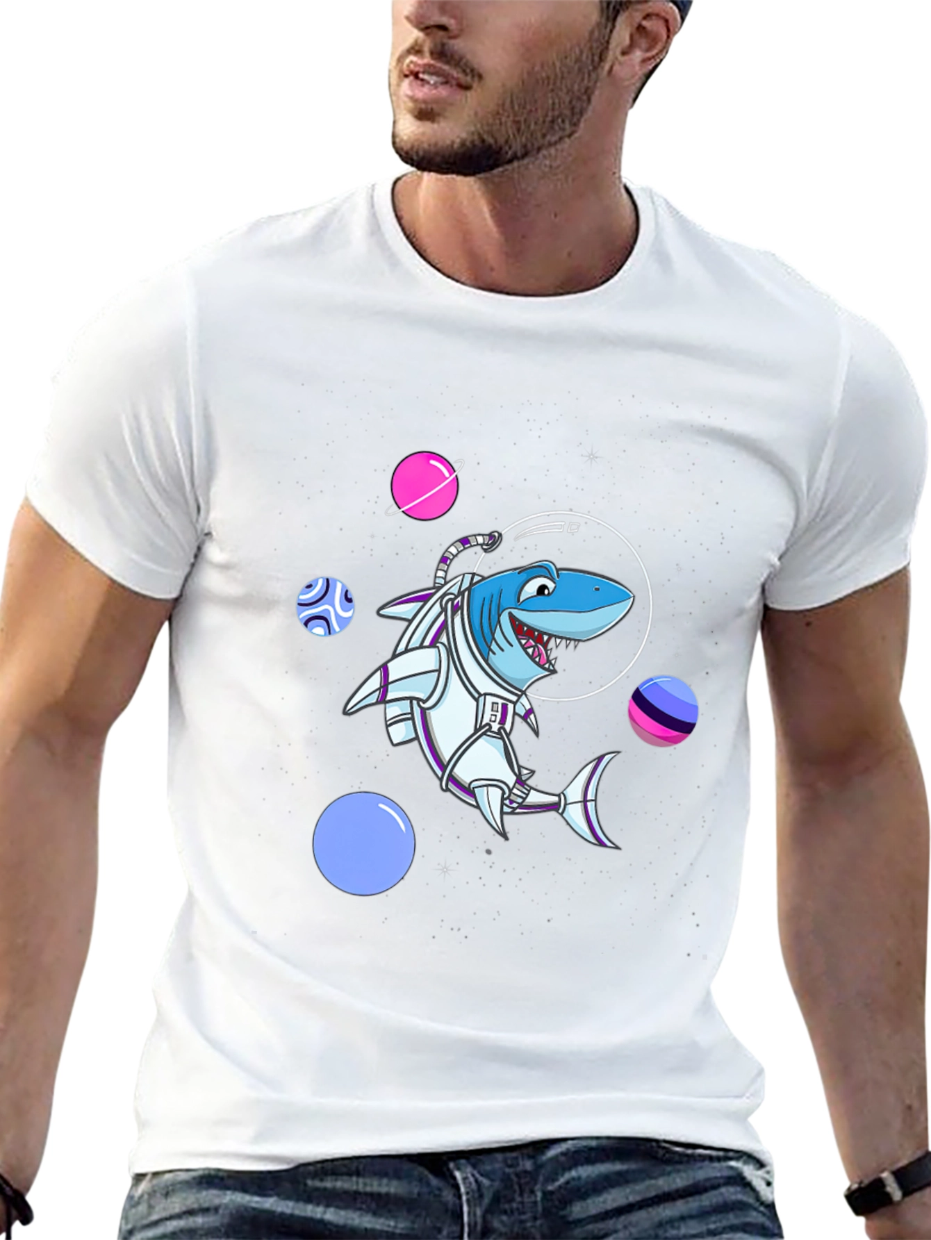 Space Shark T-Shirt - Astronaut Animal Graphic Tee