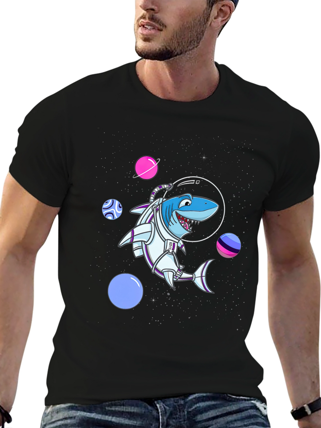 Space Shark T-Shirt - Astronaut Animal Graphic Tee