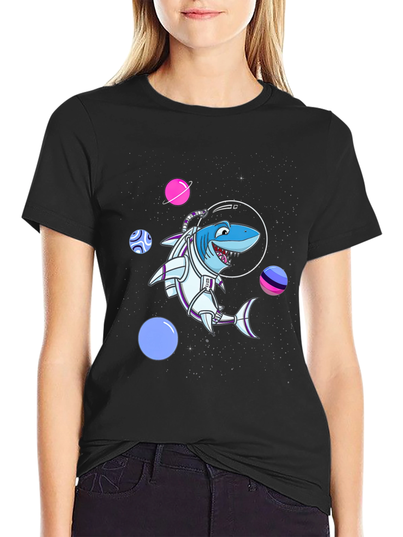 Space Shark T-Shirt - Astronaut Animal Graphic Tee