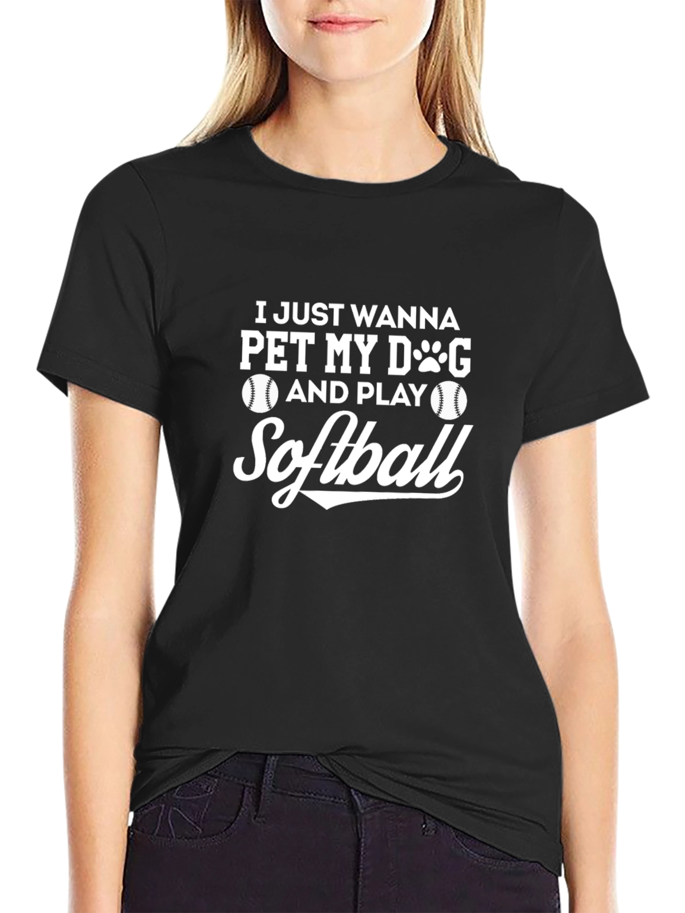 Pet My Dog and Play Softball Graphic Tee