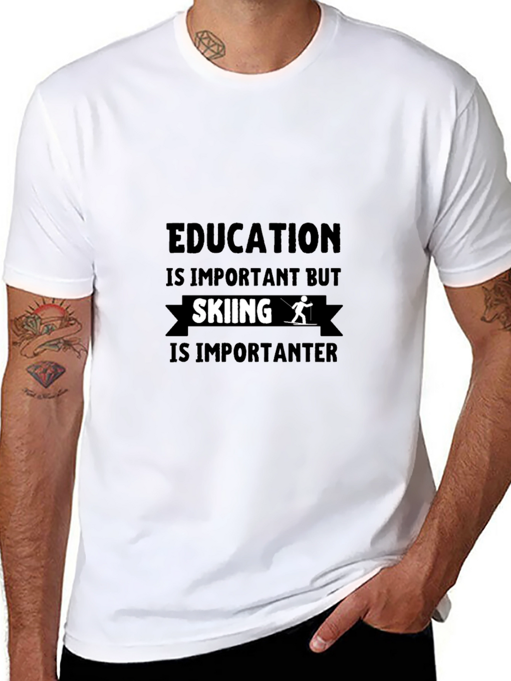 Funny Skiing Lover Black T-Shirt