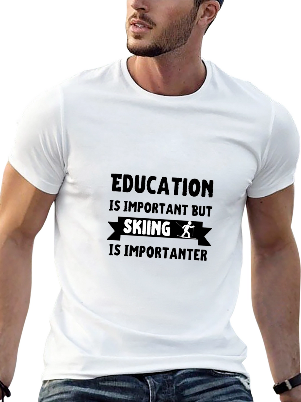 Funny Skiing Lover Black T-Shirt