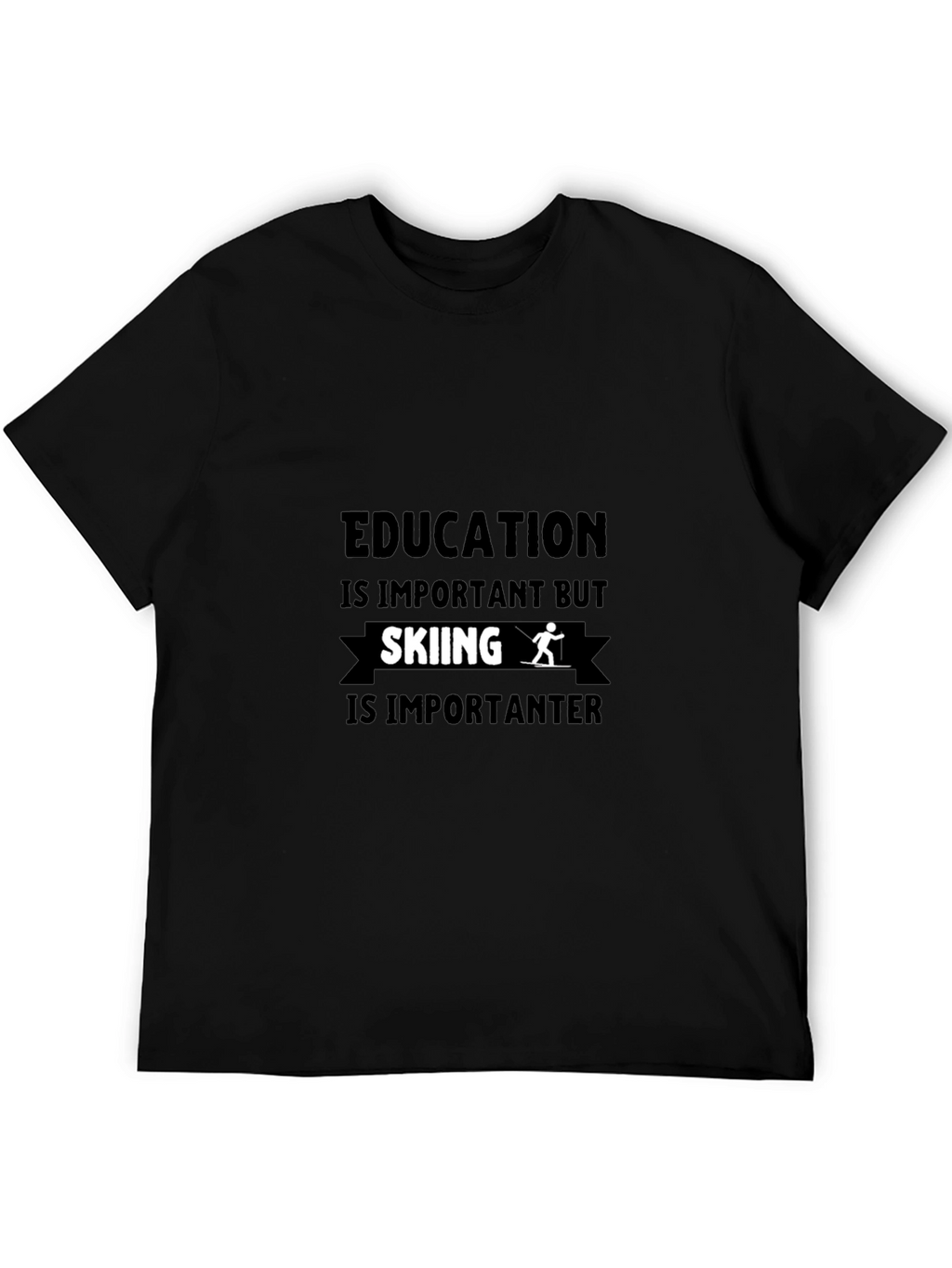 Funny Skiing Lover Black T-Shirt