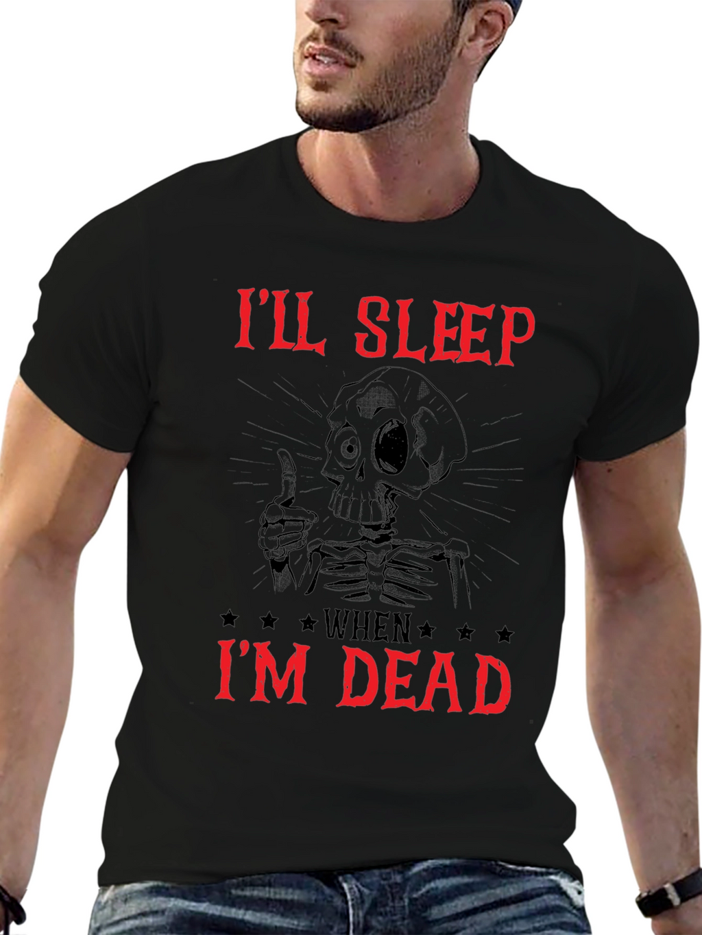 Ill Sleep When Im Dead Skeleton Graphic Tee