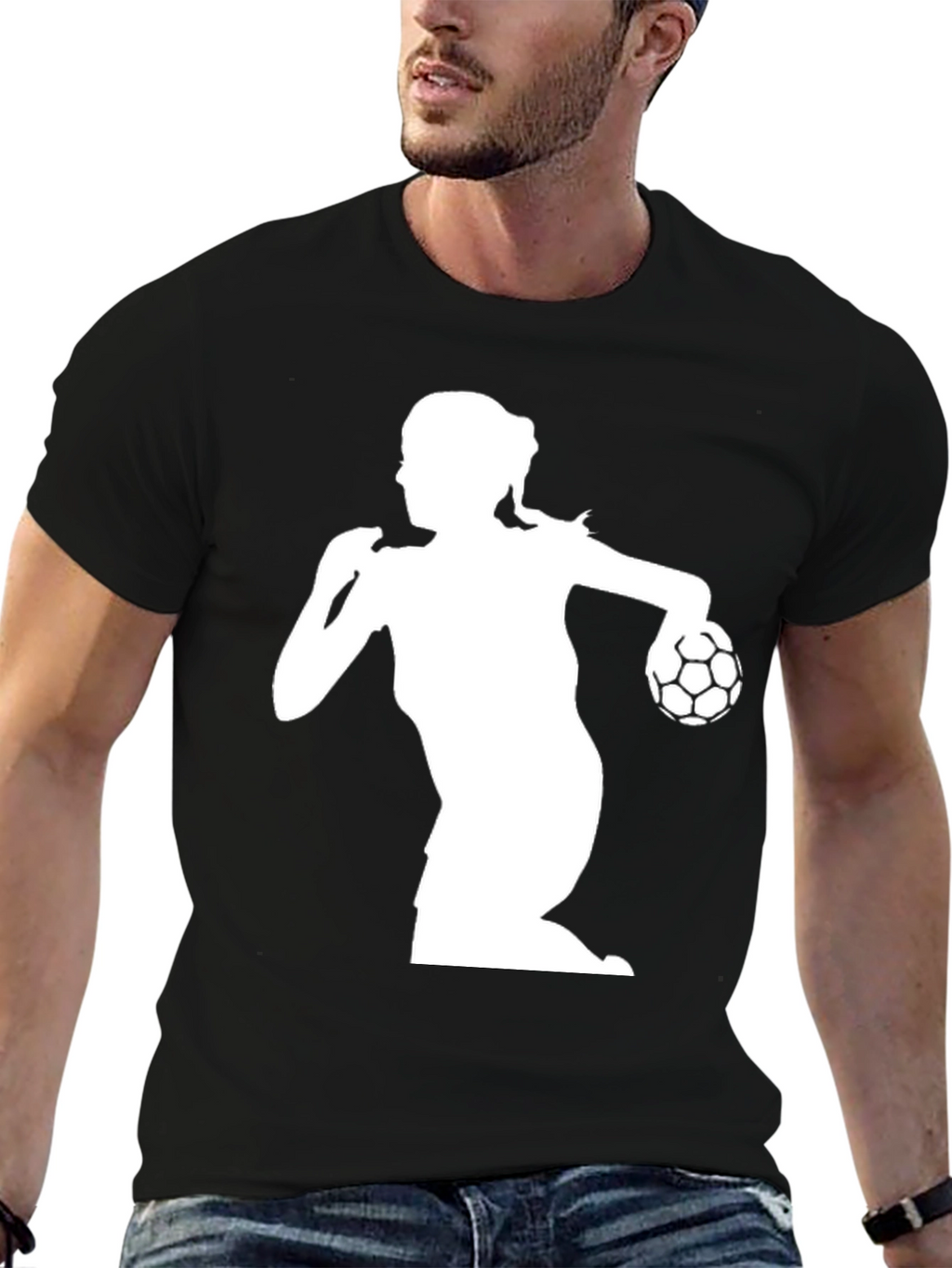 Handball Player Graphic Tee - Black