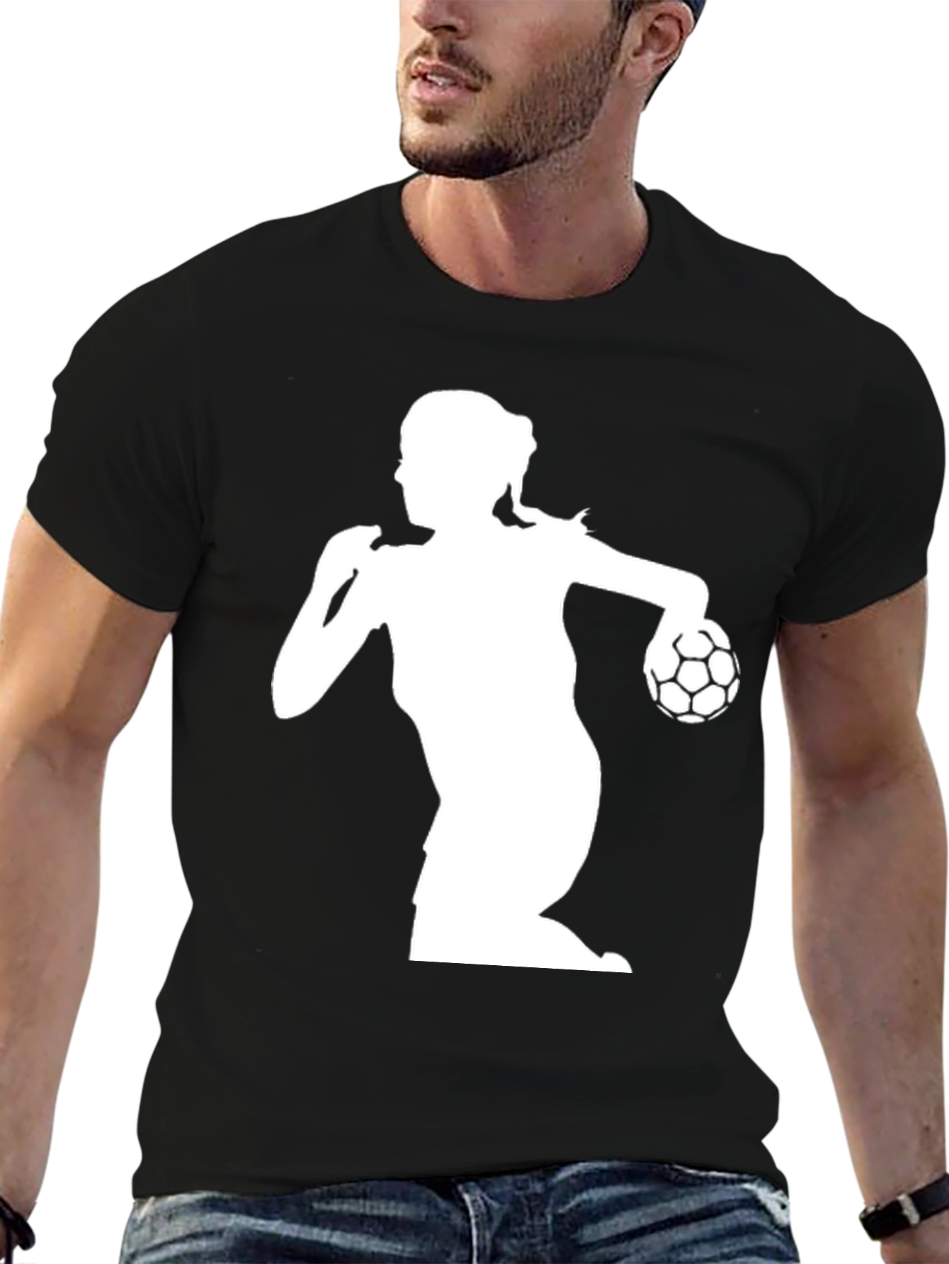 Handball Player Graphic Tee - Black