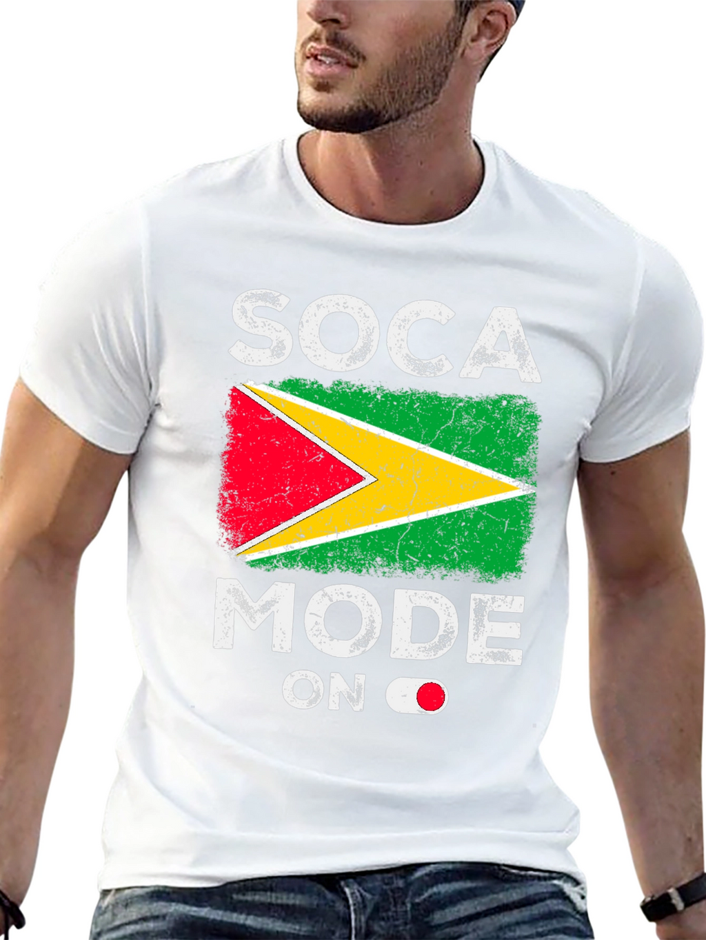 Soca Mode On Guyana Flag Graphic T-Shirt