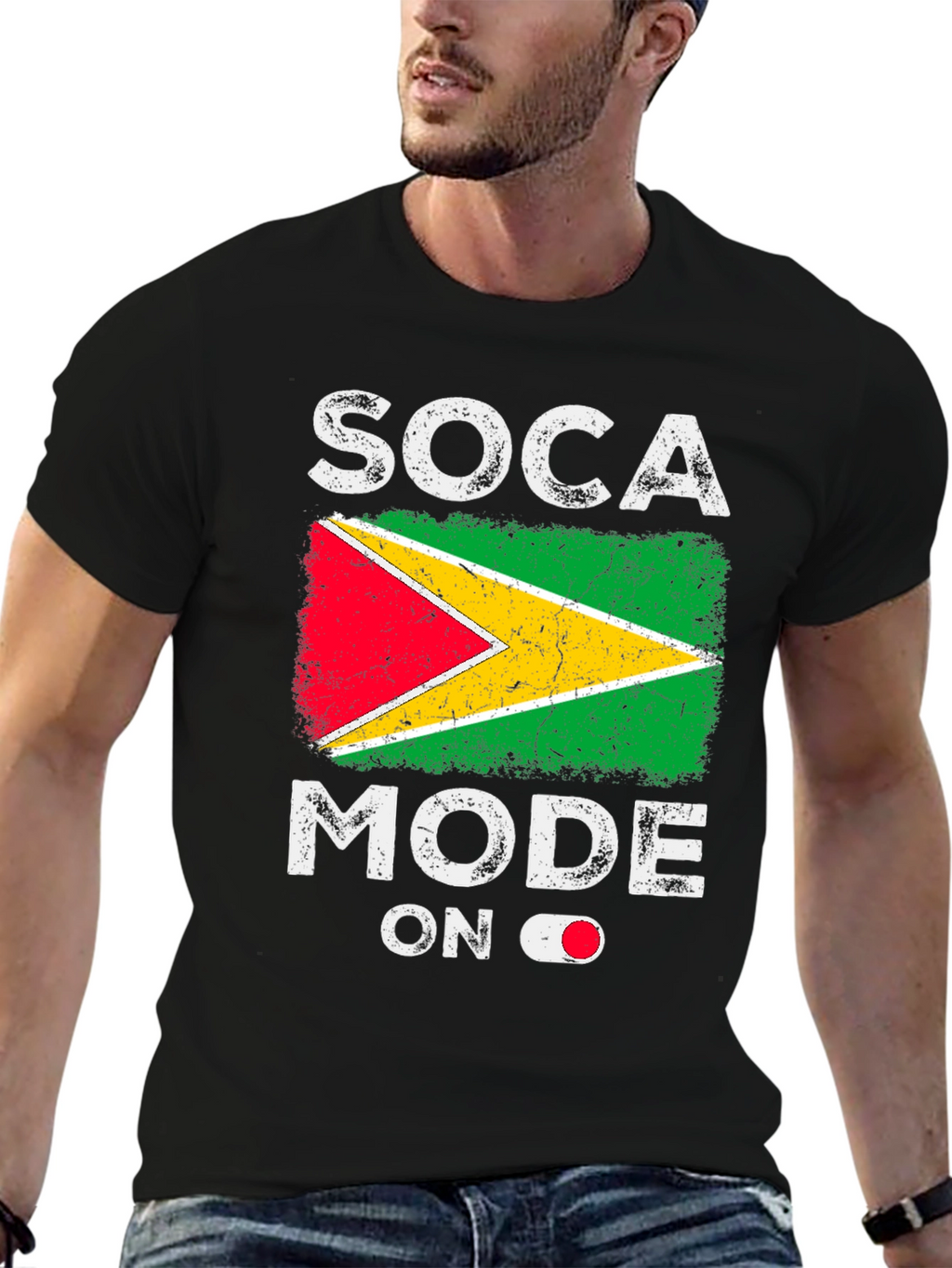 Soca Mode On Guyana Flag Graphic T-Shirt