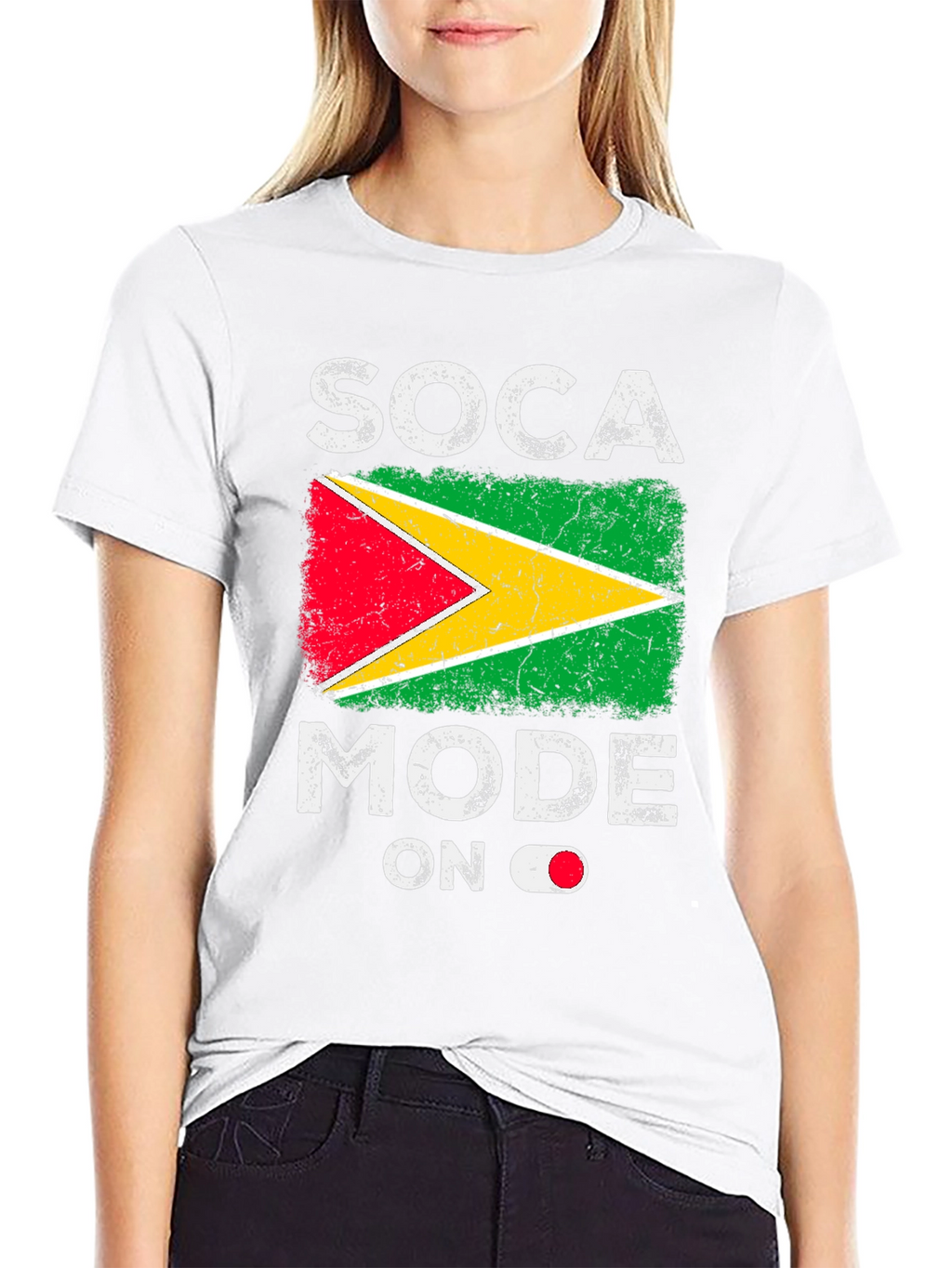 Soca Mode On Guyana Flag Graphic T-Shirt