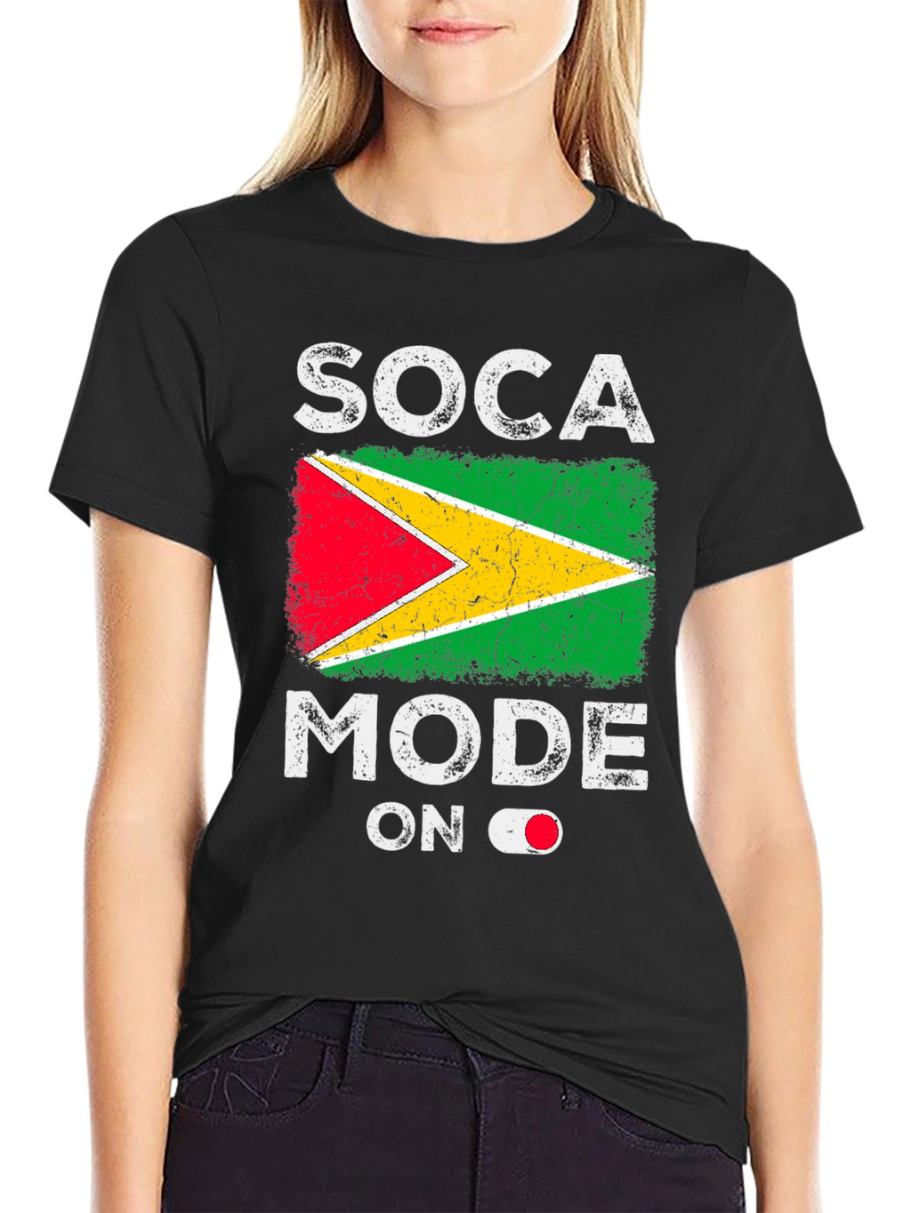 Soca Mode On Guyana Flag Graphic T-Shirt