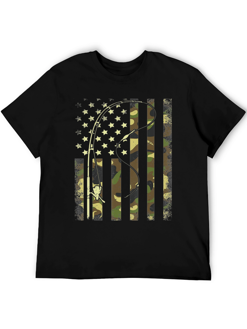 Fishing Rod American Flag Camo T-Shirt
