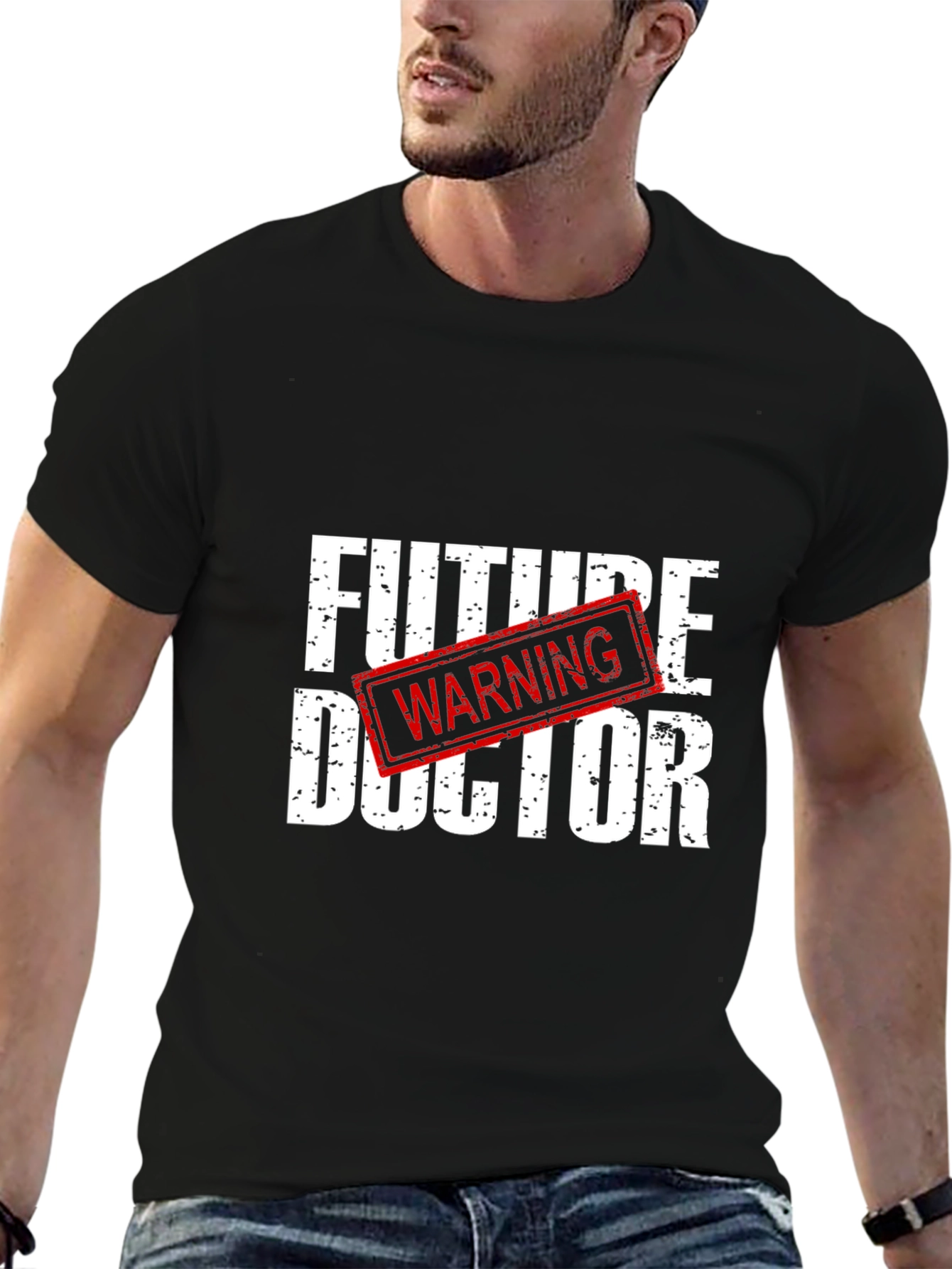 Future Doctor Warning Black Graphic T-Shirt