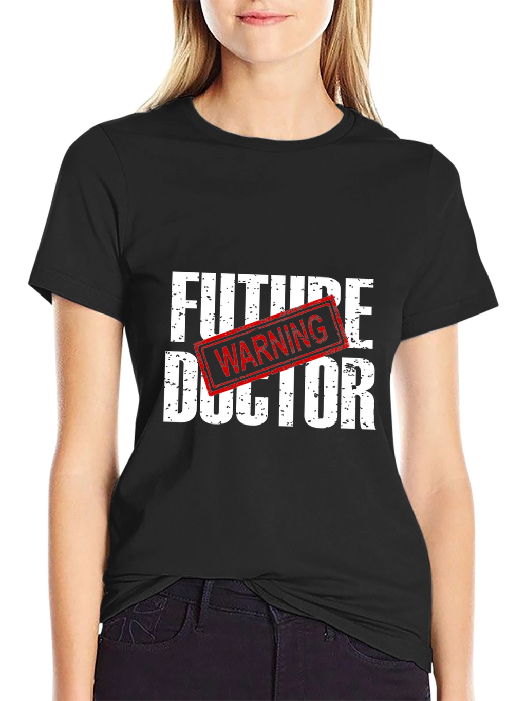 Future Doctor Warning Black Graphic T-Shirt