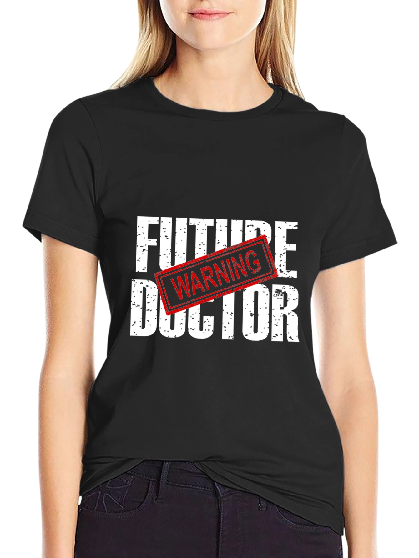Future Doctor Warning Black Graphic T-Shirt
