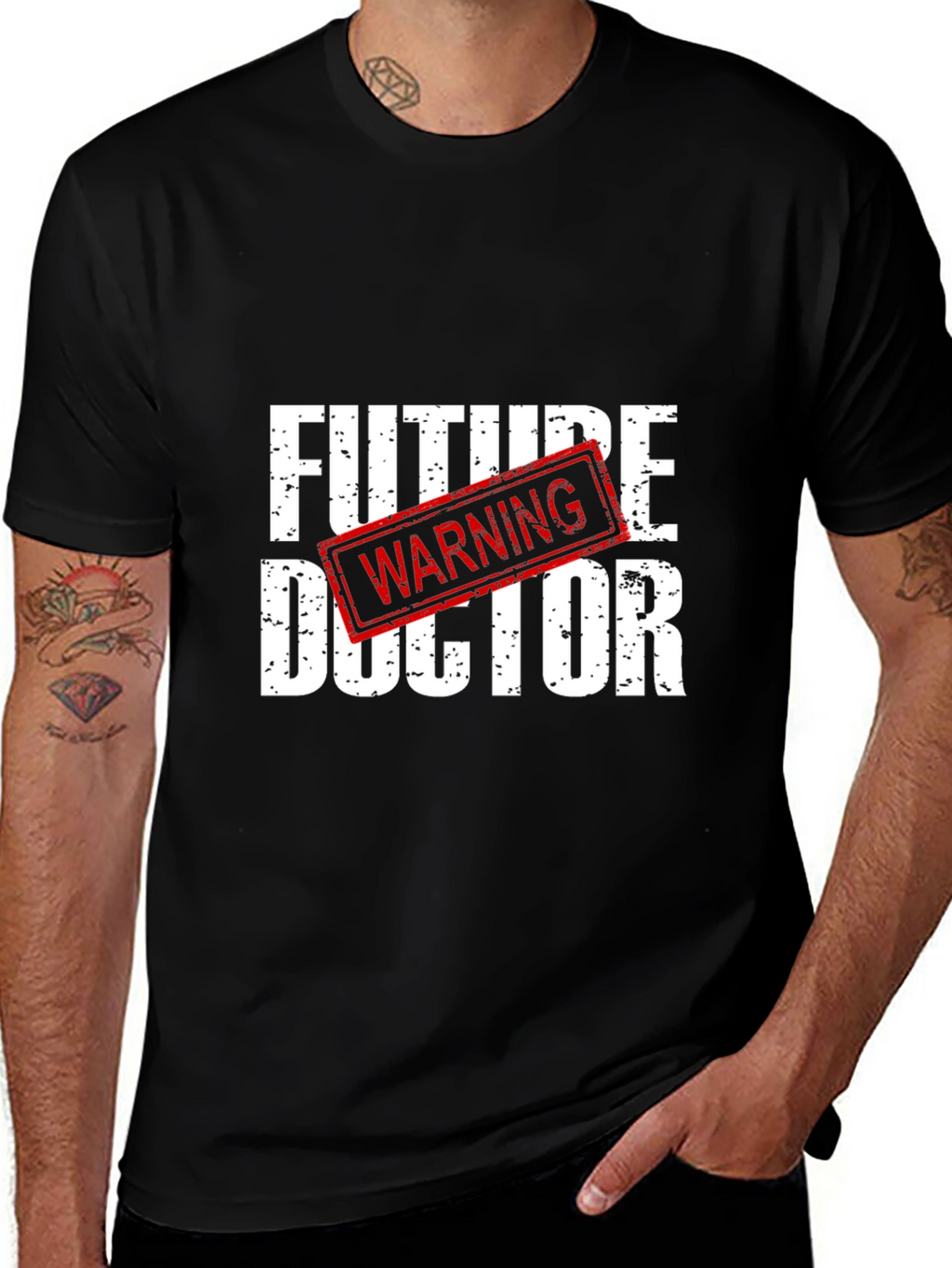 Future Doctor Warning Black Graphic T-Shirt