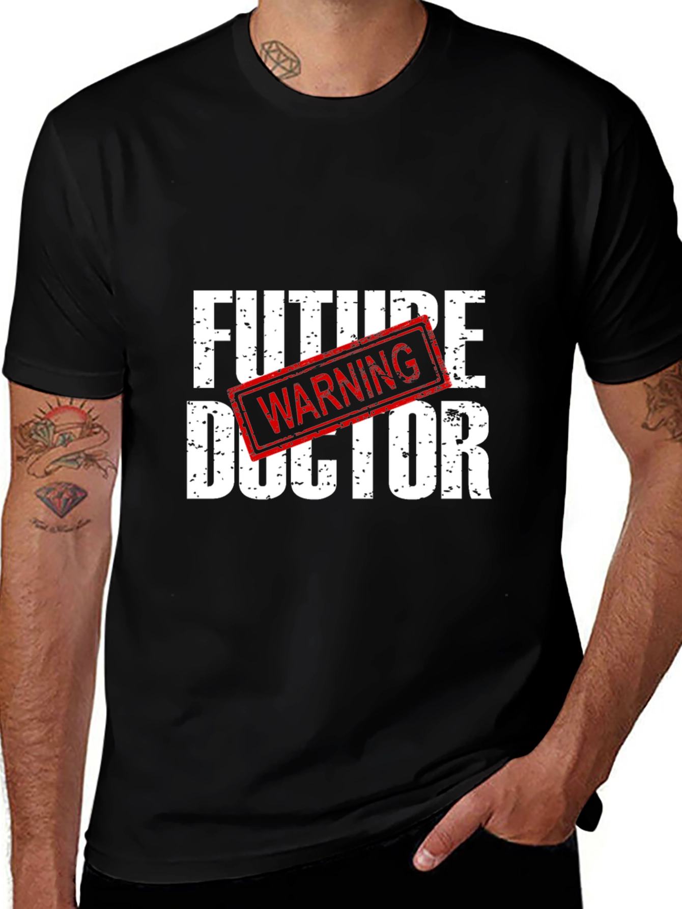 Future Doctor Warning Black Graphic T-Shirt