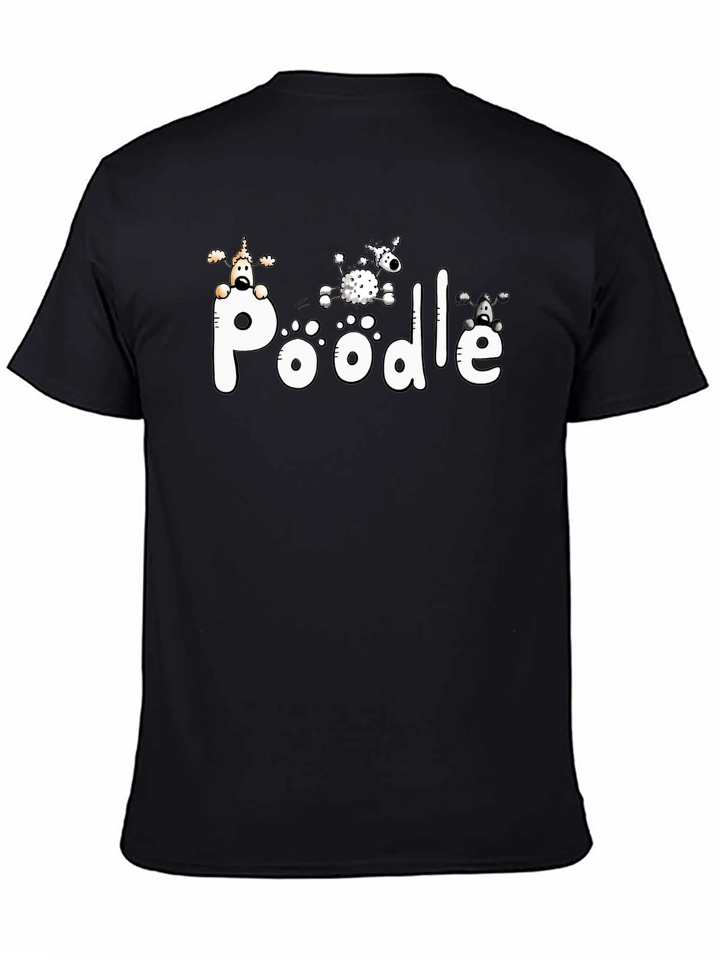 Poodle Graphic Print Black T-Shirt