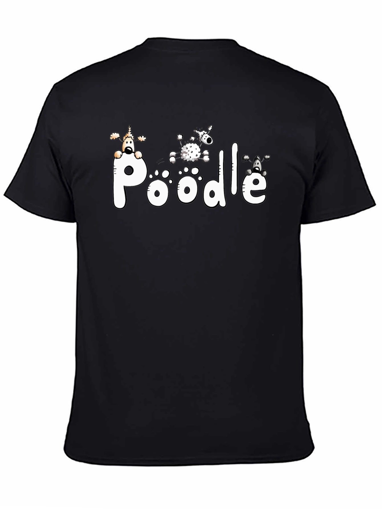 Poodle Graphic Print Black T-Shirt