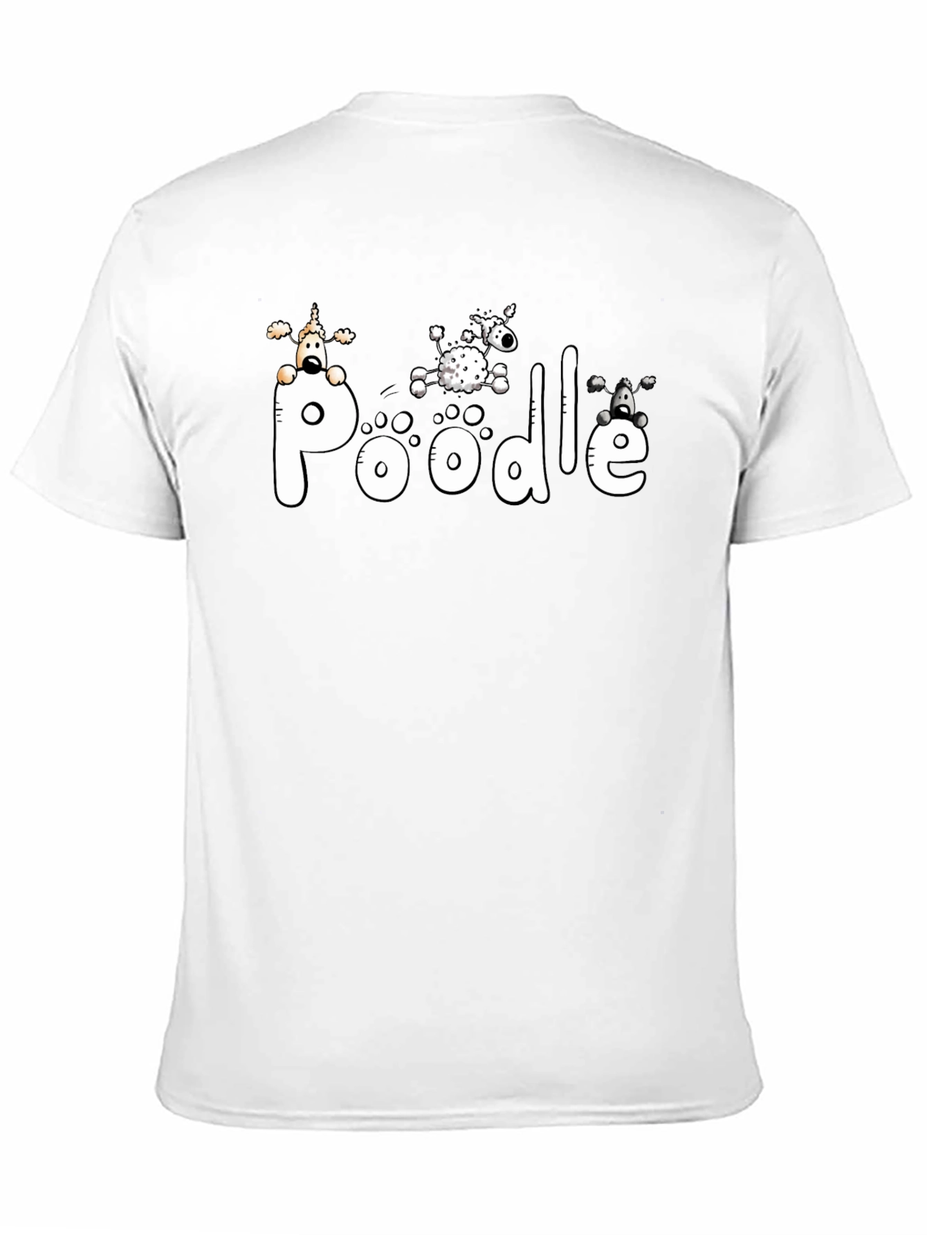 Poodle Graphic Print Black T-Shirt