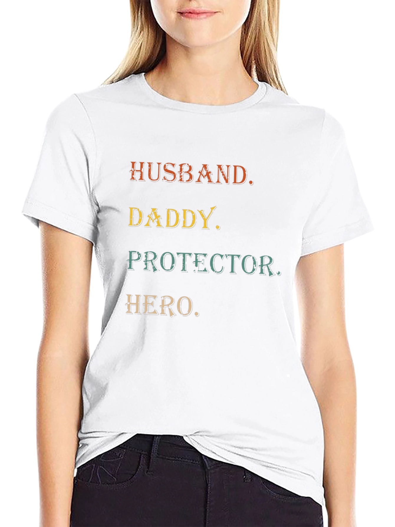 Husband Daddy Protector Hero Mens Black T-Shirt