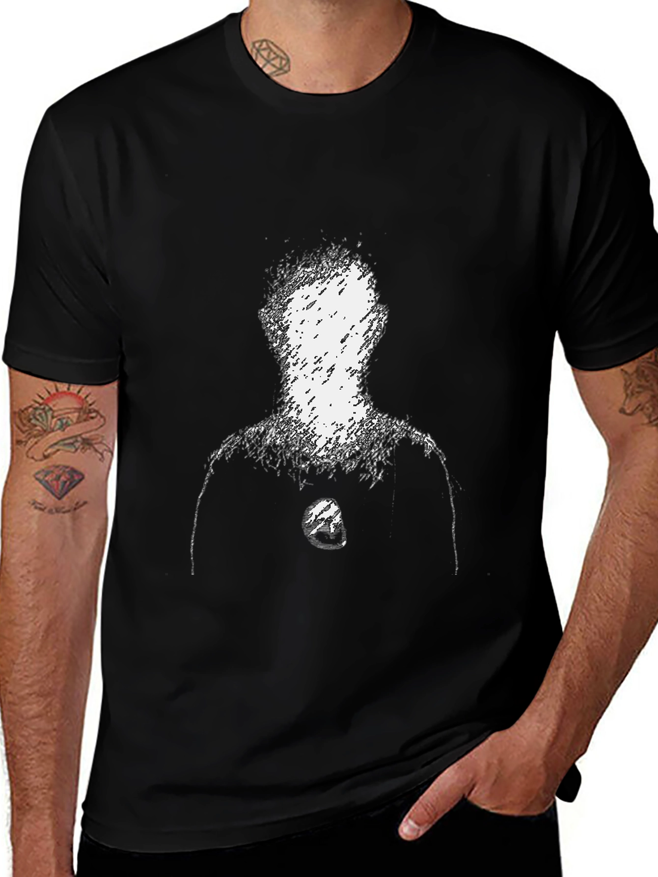 Abstract Figure Graphic Tee - Black
