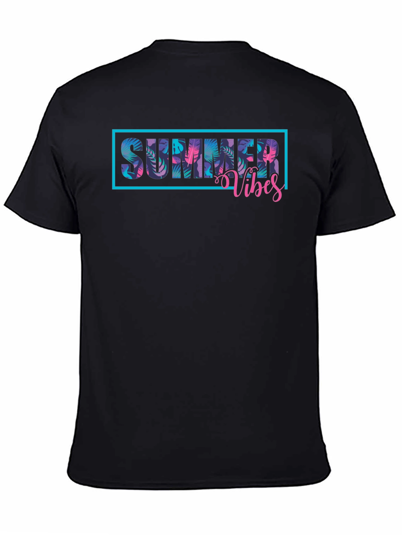 Summer Vibes Graphic Print Black T-Shirt