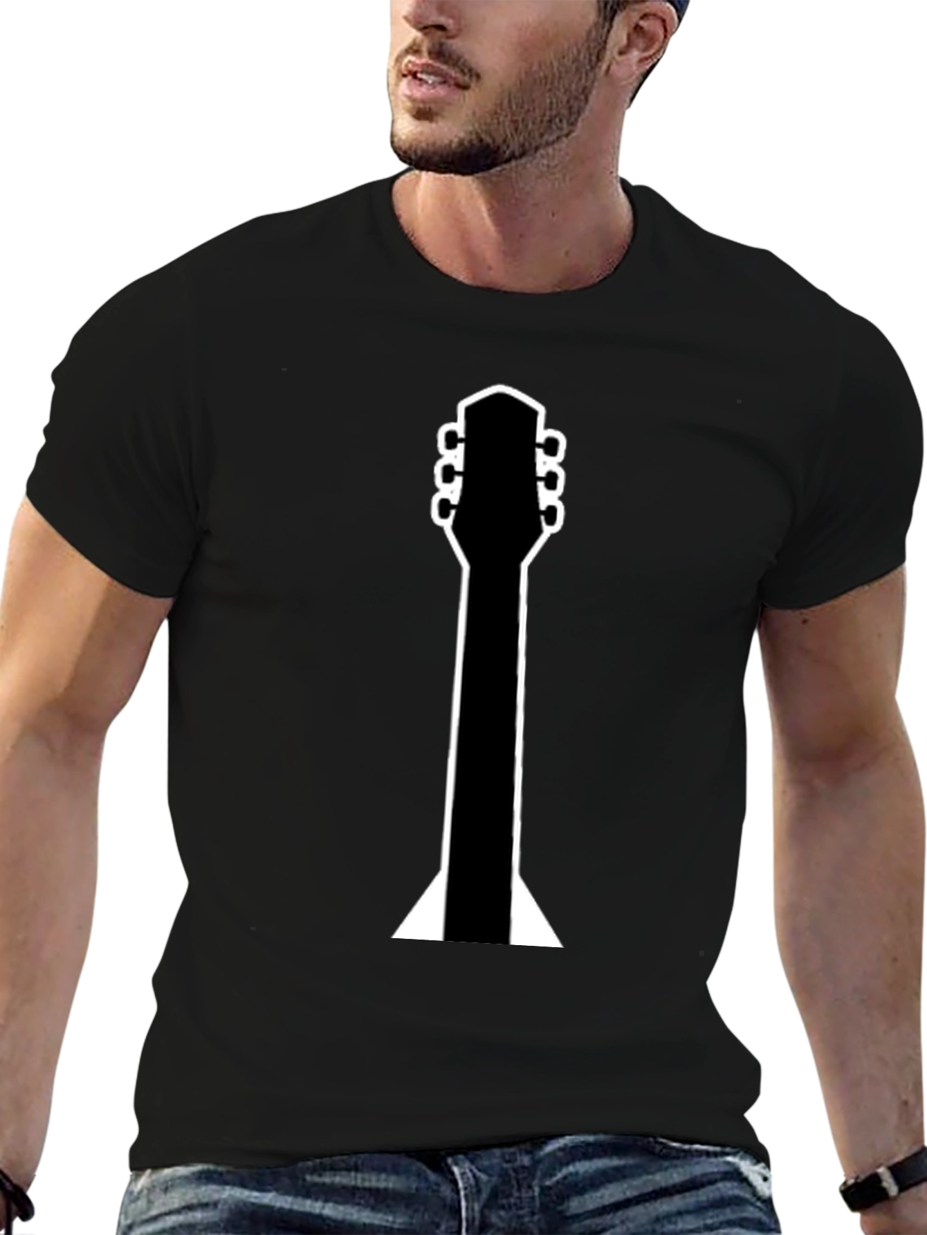 Guitar Neck Graphic Black T-Shirt
