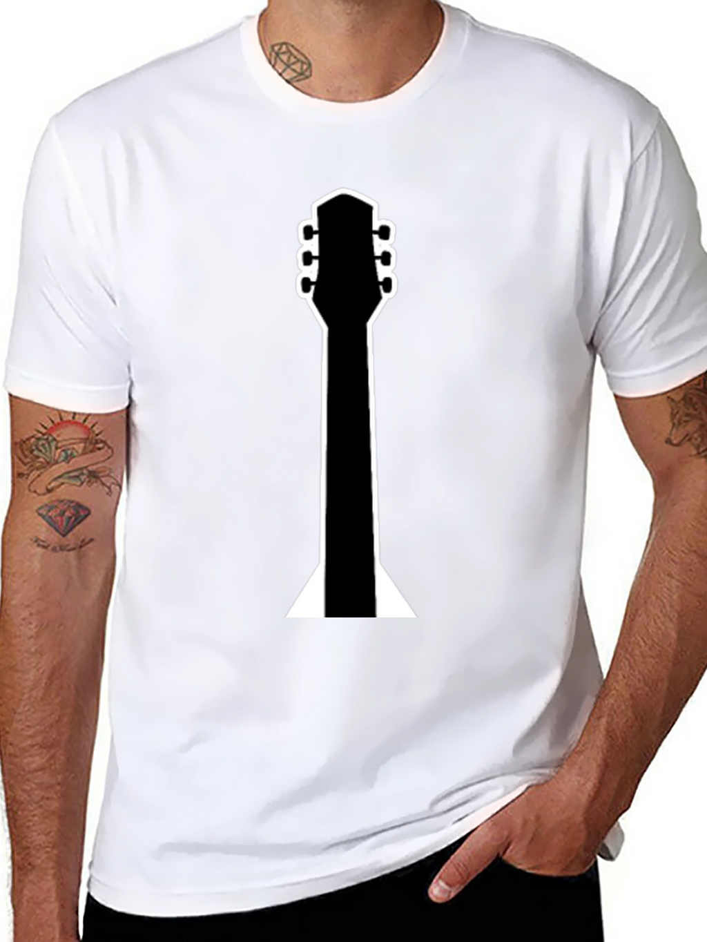 Guitar Neck Graphic Black T-Shirt