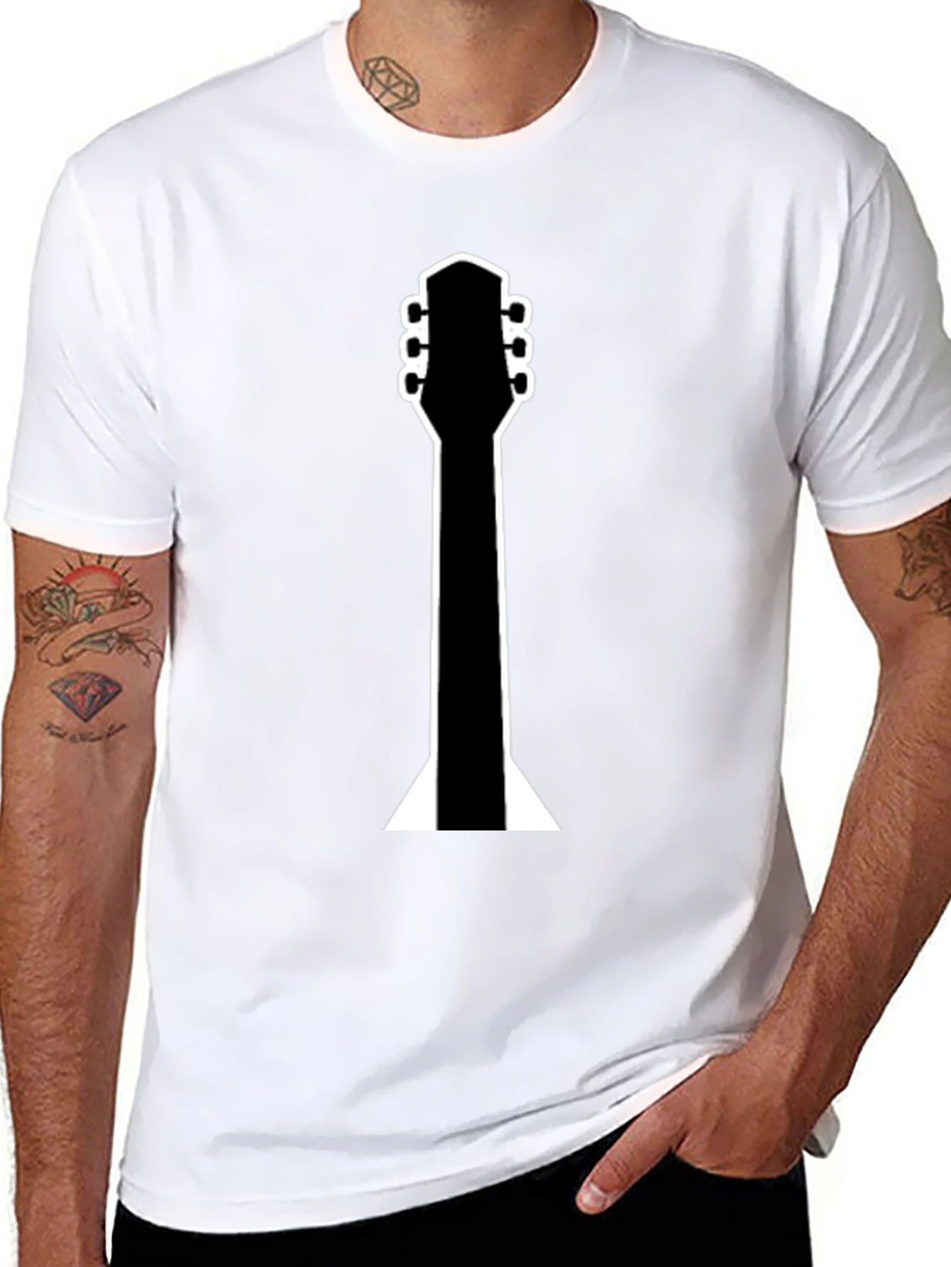 Guitar Neck Graphic Black T-Shirt