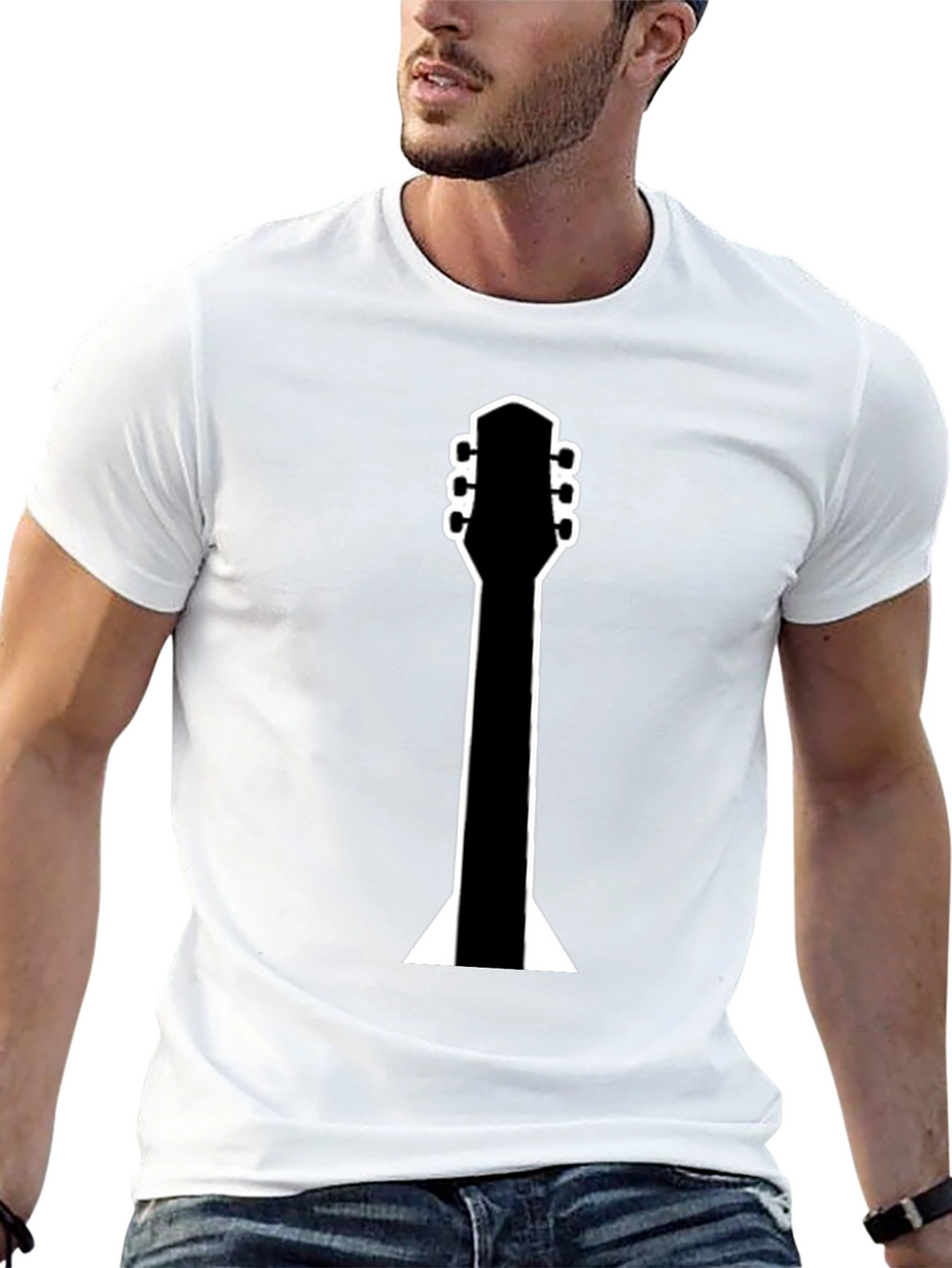 Guitar Neck Graphic Black T-Shirt