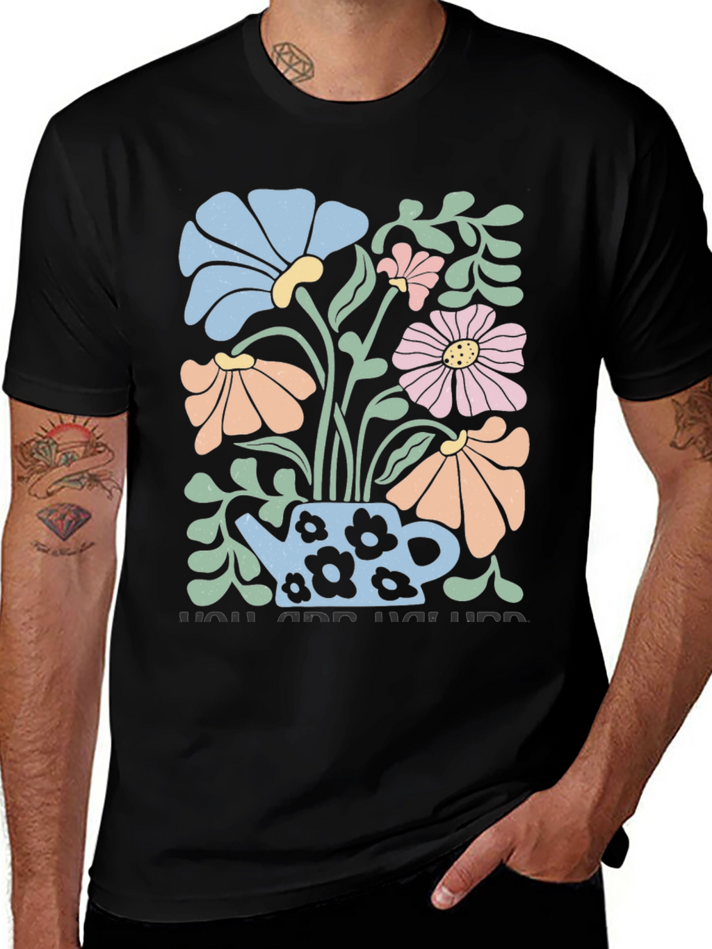 Floral Teapot Graphic T-Shirt