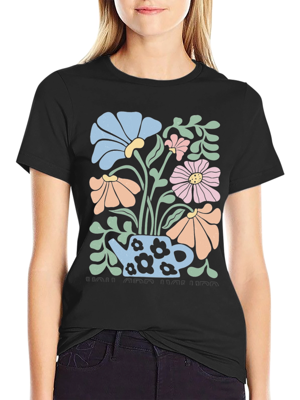 Floral Teapot Graphic T-Shirt