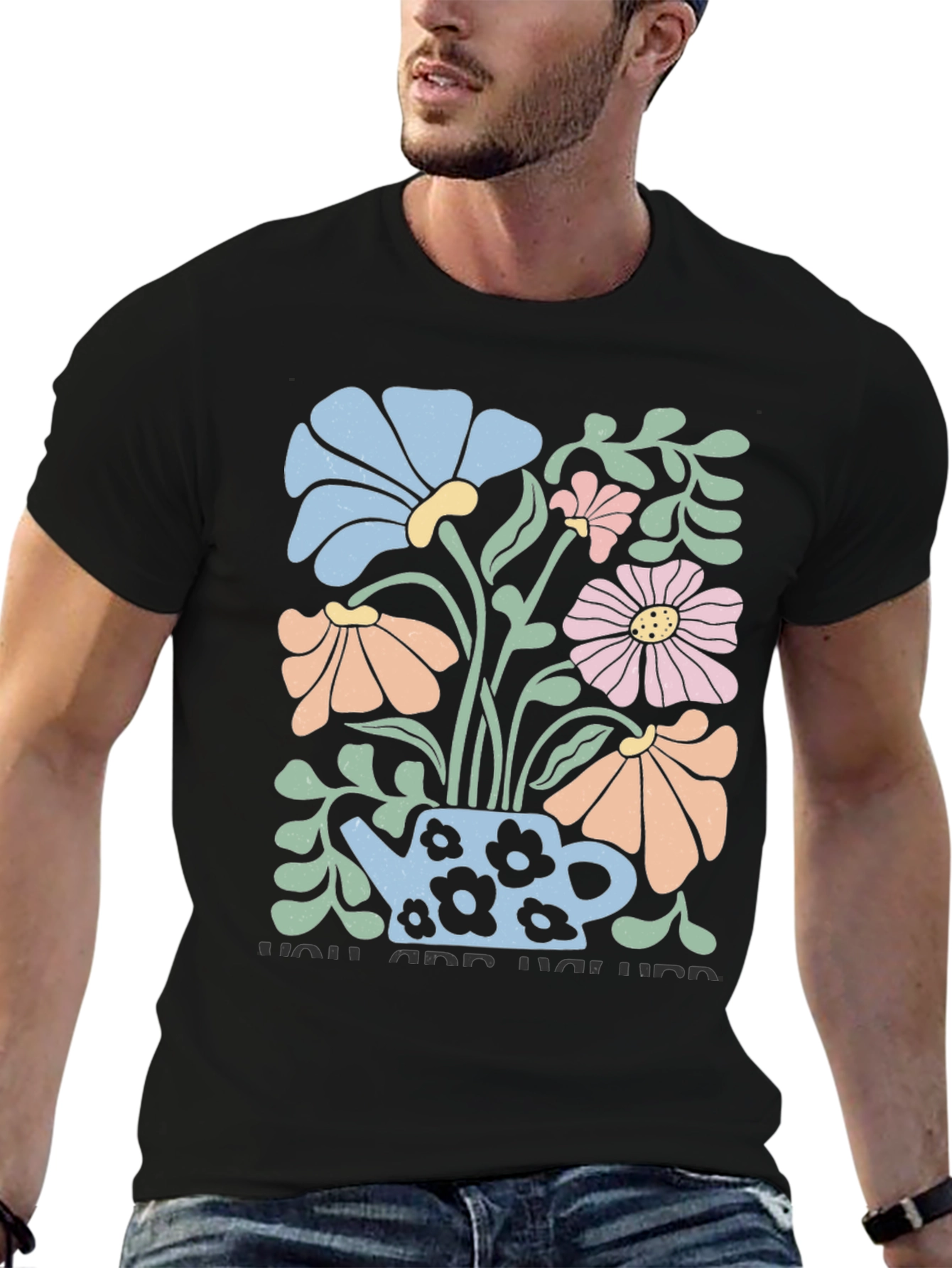 Floral Teapot Graphic T-Shirt