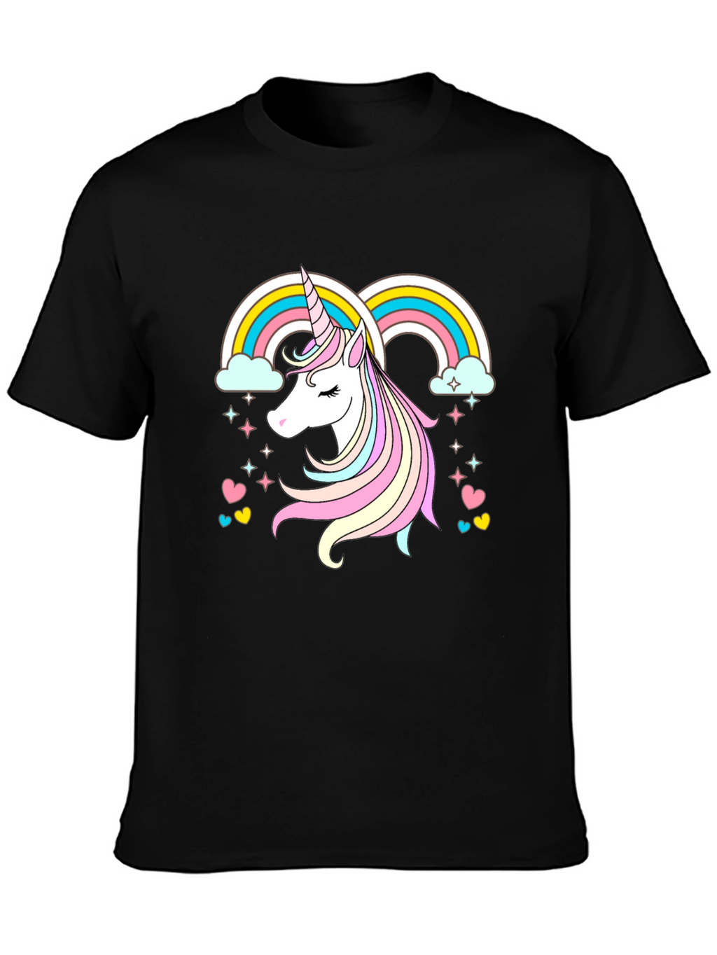Unicorn Rainbow Graphic Tee - Black