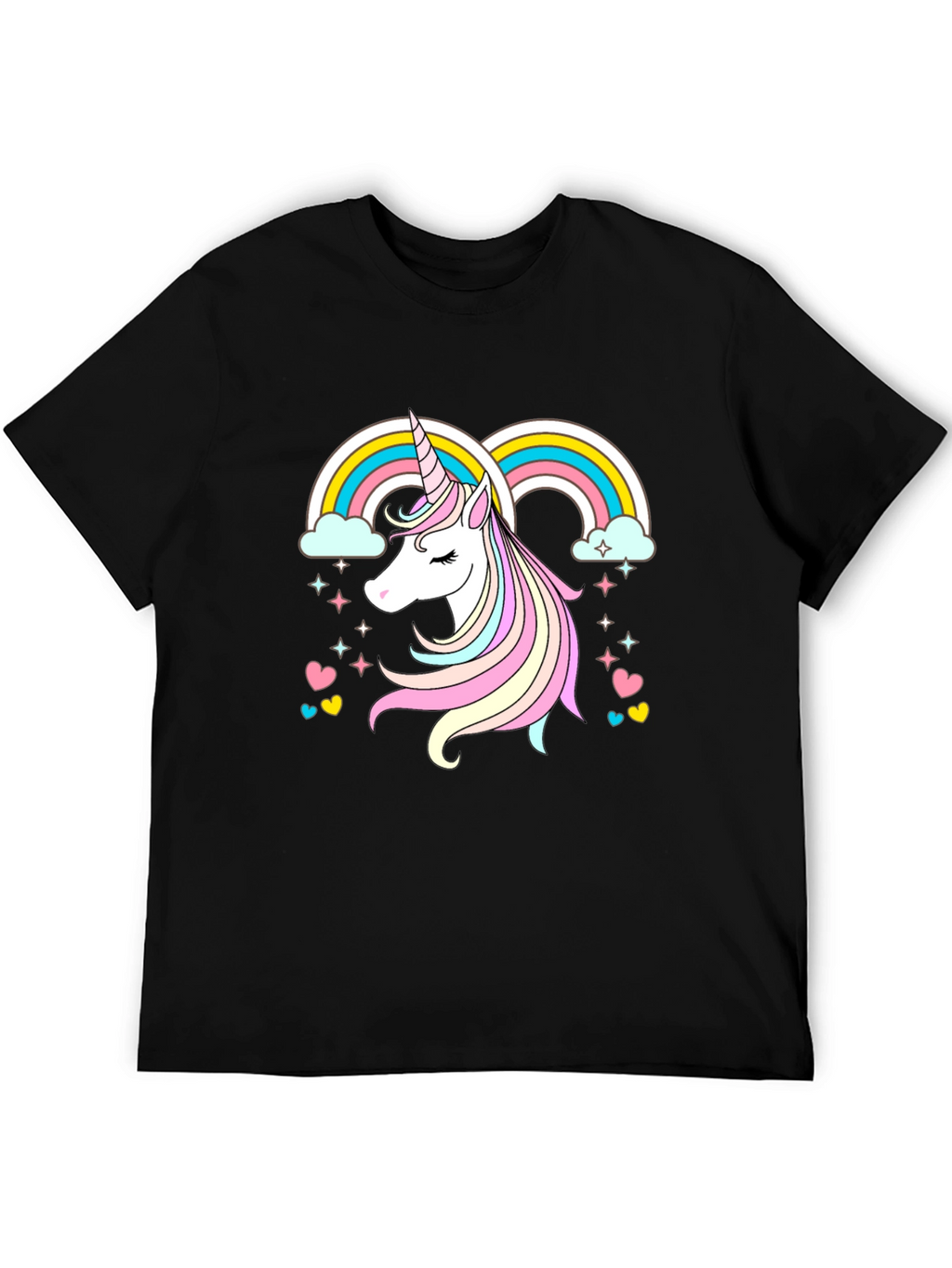 Unicorn Rainbow Graphic Tee - Black