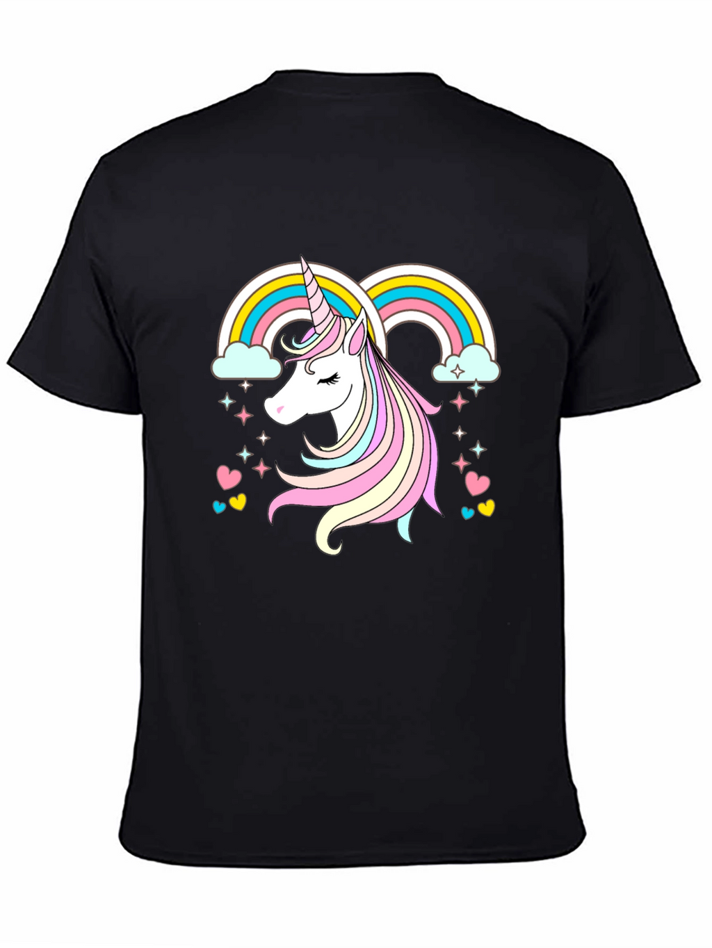 Unicorn Rainbow Graphic Tee - Black