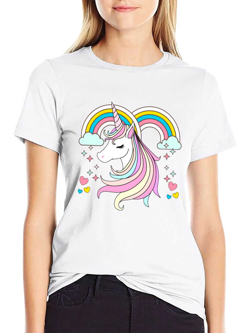 Unicorn Rainbow Graphic Tee - Black