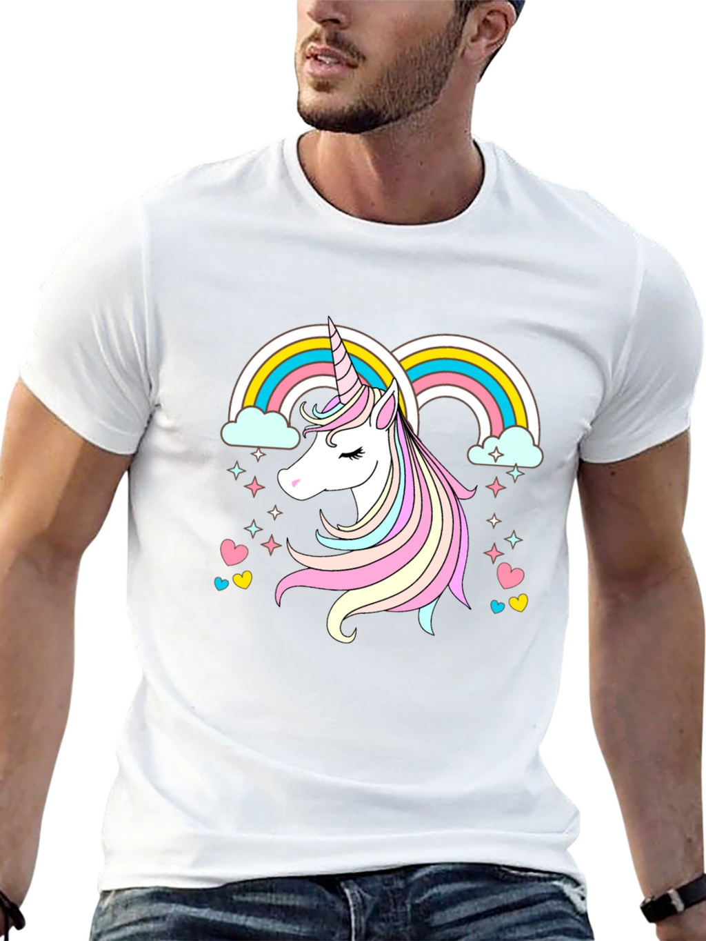 Unicorn Rainbow Graphic Tee - Black